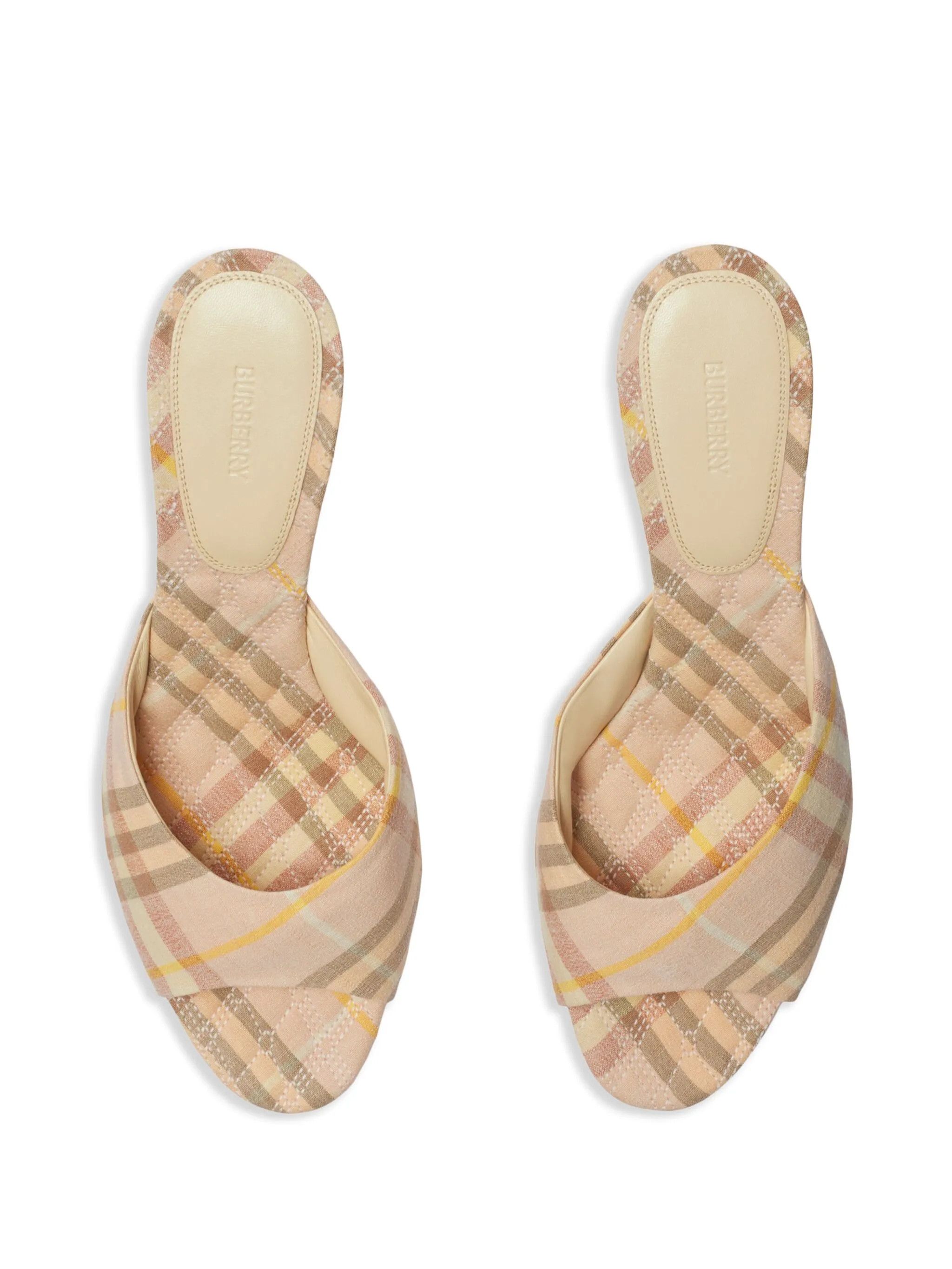 Burberry o1s22i1n0125 Check Linen Mules in Multicolor Size US 7 / IT 37 - 2 Thumbnail