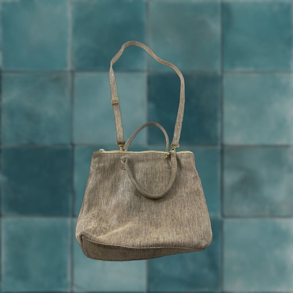Vintage S Suede Crossbody Purse Medium Tan Gold Metallic Women Crossbody Medium Tan Suede Pink Exterior Gold Metallic Size ONE SIZE - 1 Thumbnail