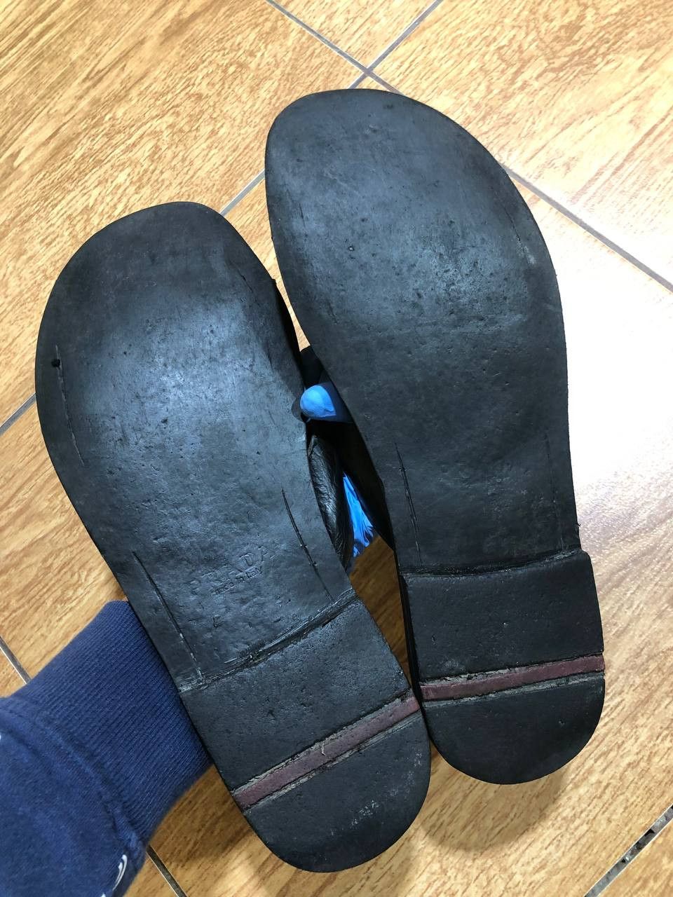 Prada Prada ~Mens Black Leather Slip On Sandals Size US 11 / EU 44 - 7 Thumbnail