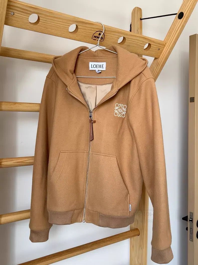 Loewe Loewe Camel Cotton and Wool Blend Hooded Sweatshirt Size US M / EU 48-50 / 2 - 1 Thumbnail