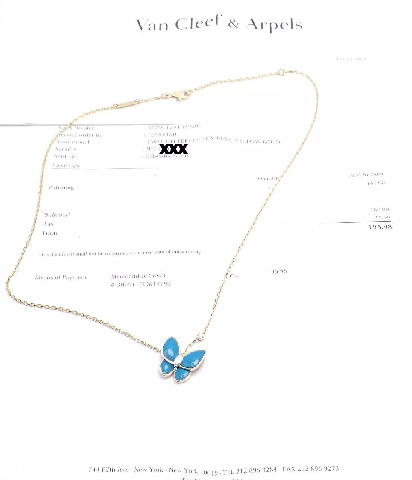 Van Cleef & Arpels 18k Gold Diamond Turquoise Butterfly Pendant Necklace Cert Size ONE SIZE - 11 Thumbnail