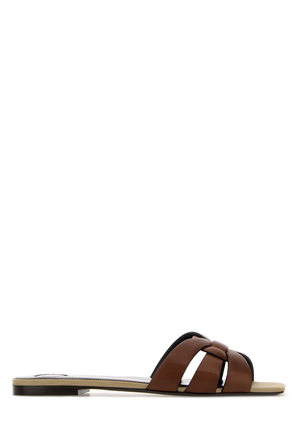 Saint Laurent Paris Brown Leather Slippers Size US 10 / IT 40 - 1 Thumbnail
