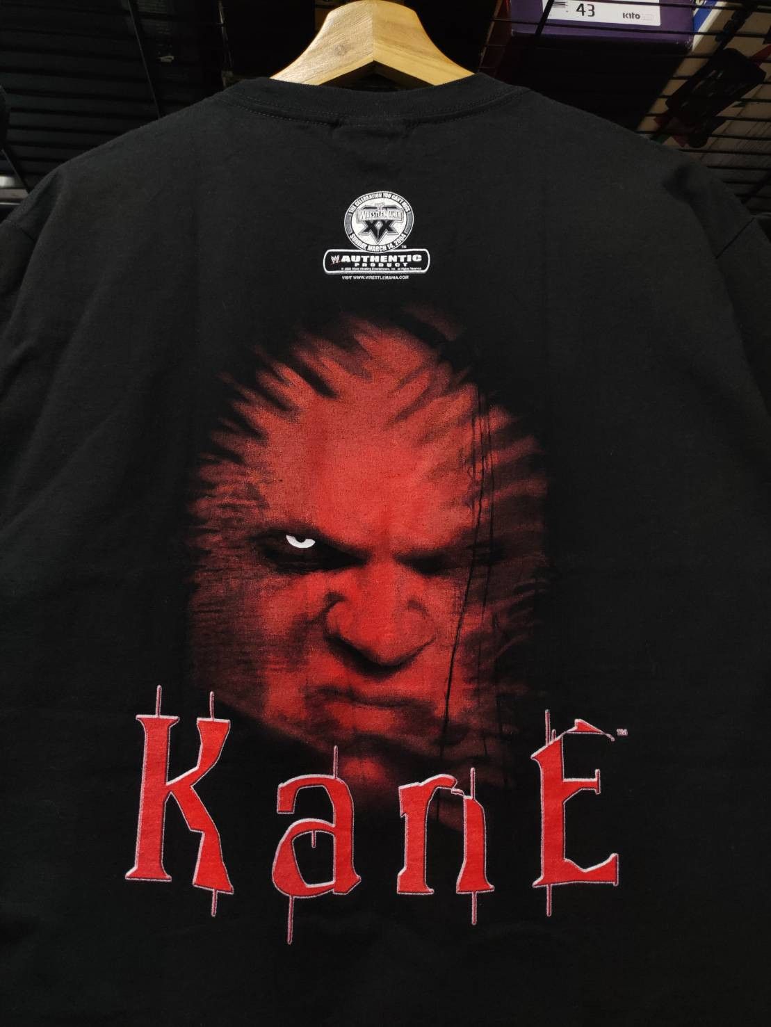WWE Vtg 00's Kane " Face Your Fear " Wrestlemania Promo T-Shirt Size US M / EU 48-50 / 2 - 1 Thumbnail