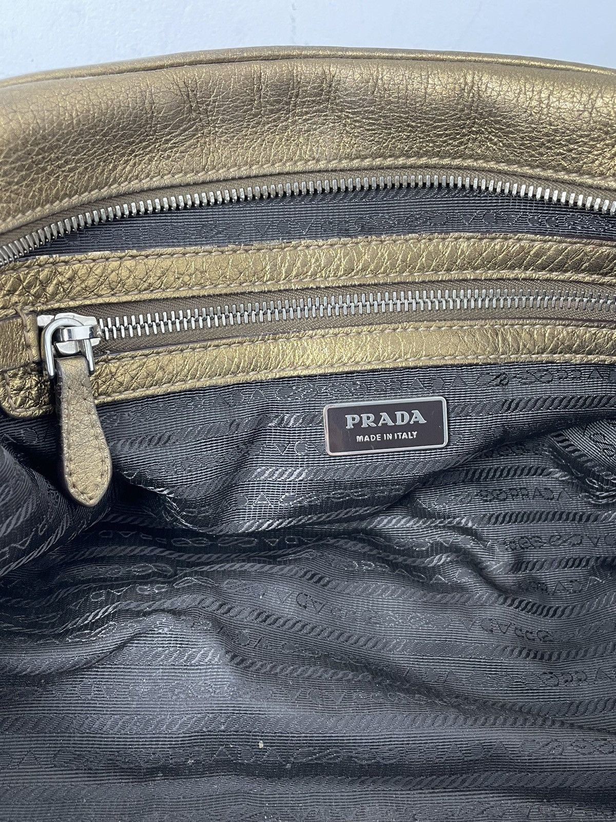Prada Prada Metallic Gold Leather Logo Satchel Size ONE SIZE - 17 Thumbnail