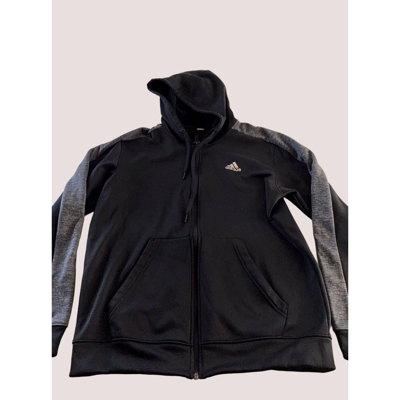 Adidas Adidas Sweater Hoody Black Gray Poly Zippered Small S Mens Size US S / EU 44-46 / 1 - 1 Thumbnail
