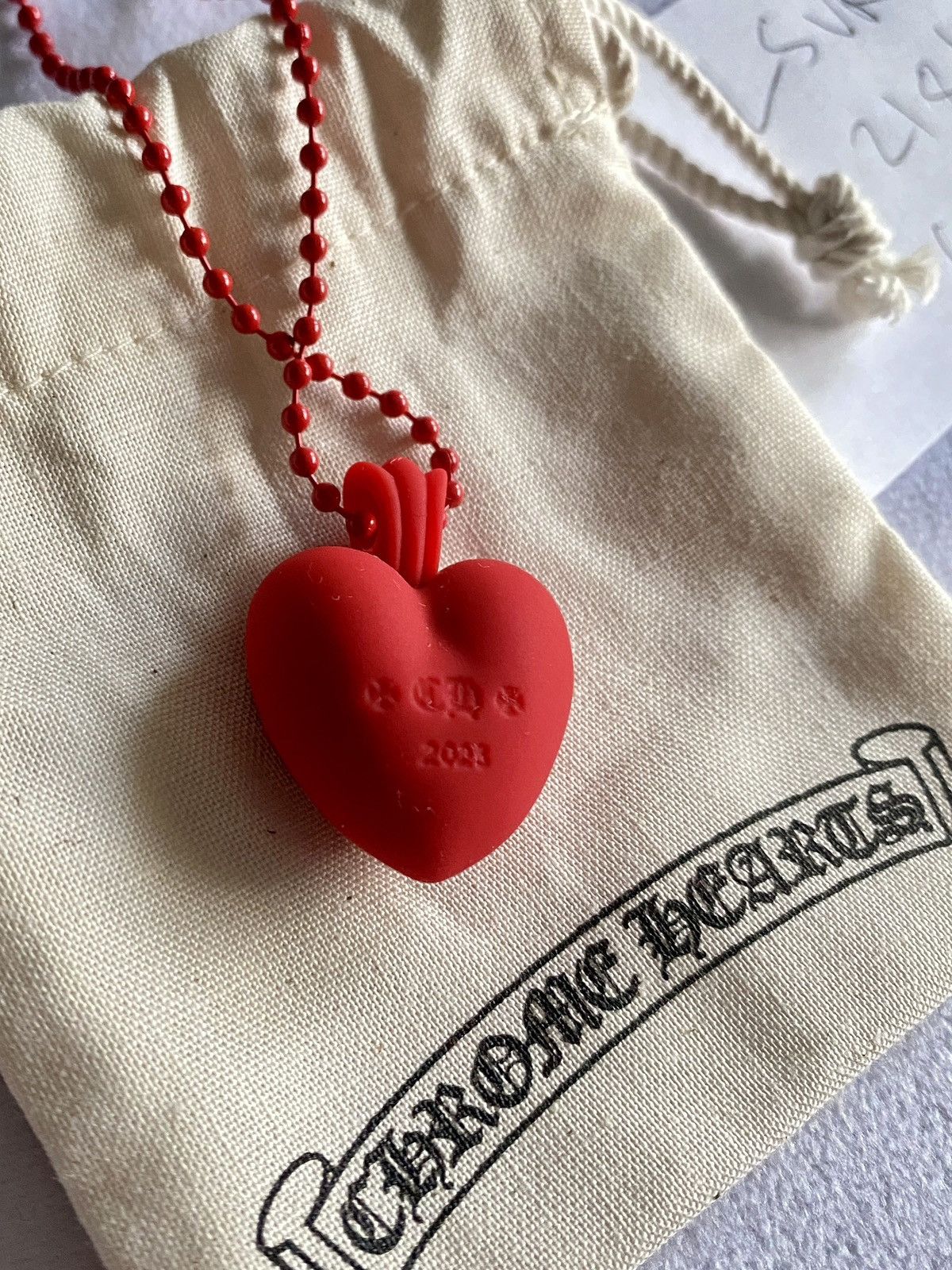 【Chrome Hearts】 正規品★ Silichrome CH Heart Pendant Red Chrome Hearts Silicone-Heart Necklace Red – THEPARKS