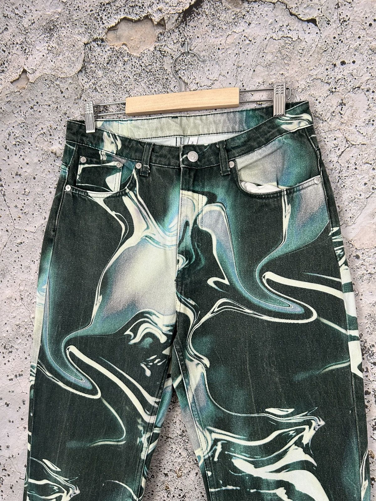 Weekday Weekday Voyage Melt Green Denim Pants Avantgarde Streetwear Size US 30 / EU 46 - 3 Thumbnail