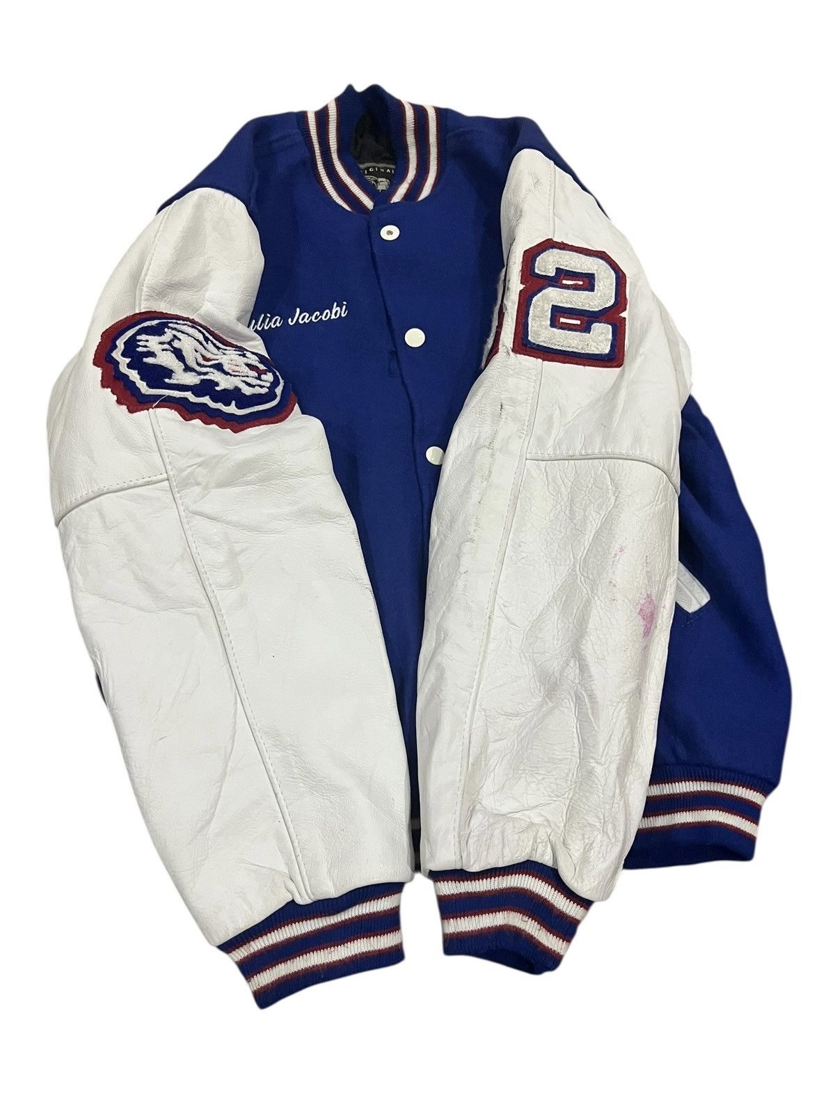Holloway vintage HOLLOWAY varsity jaket sleeve leather Size US L / EU 52-54 / 3 - 5 Thumbnail