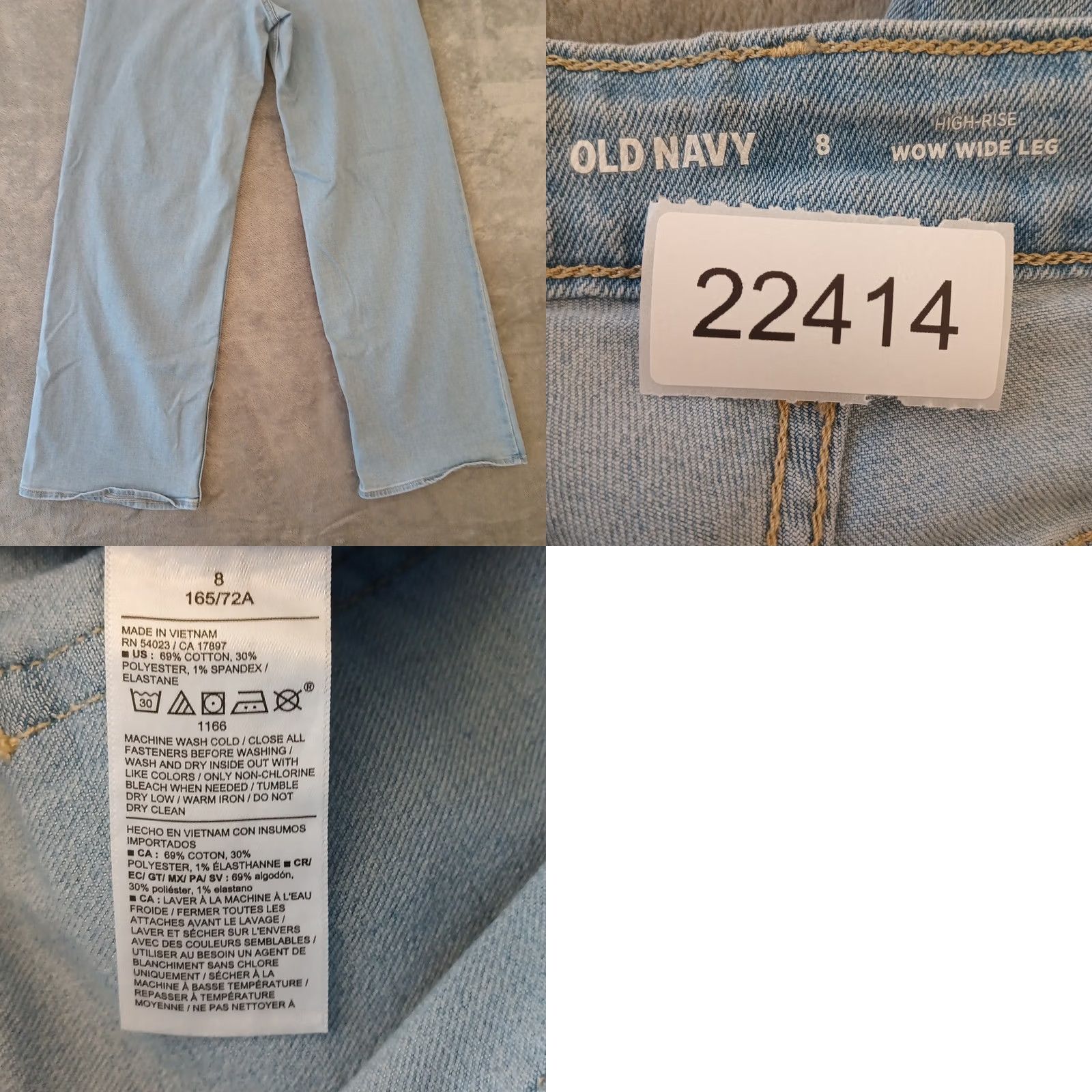 Old Navy Old Navy Jeans Womens Size 8 Blue Light Wash Stretch Wide-Leg 28x30 Denim Regular Inseam 30 Size 30" / US 8 / IT 44 - 8 Thumbnail