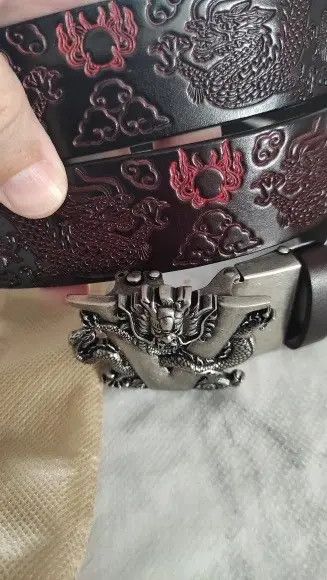 Genuine Leather Tomomi x Mirei Dragon Buckle Leather Belt Size ONE SIZE - 2 Thumbnail