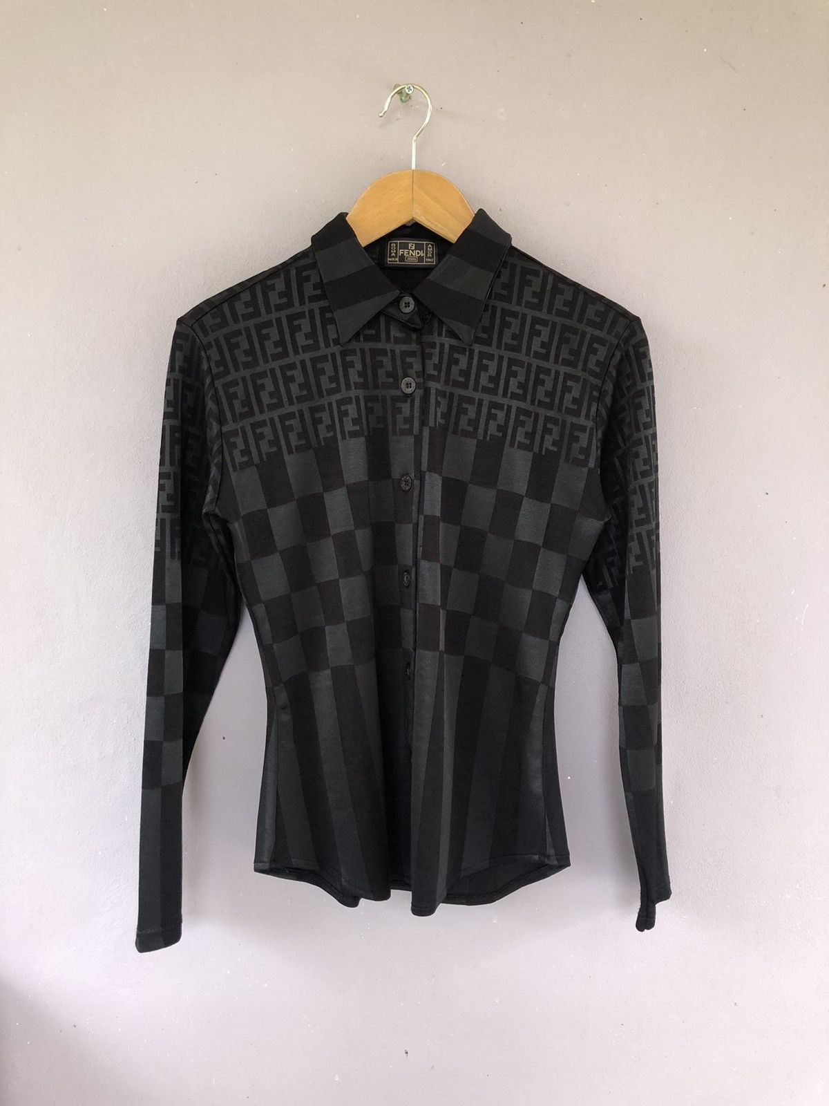 Fendi Vintage Fendi Zucca Button Up Blouse Size XS / US 0-2 / IT 36-38 - 1 Thumbnail