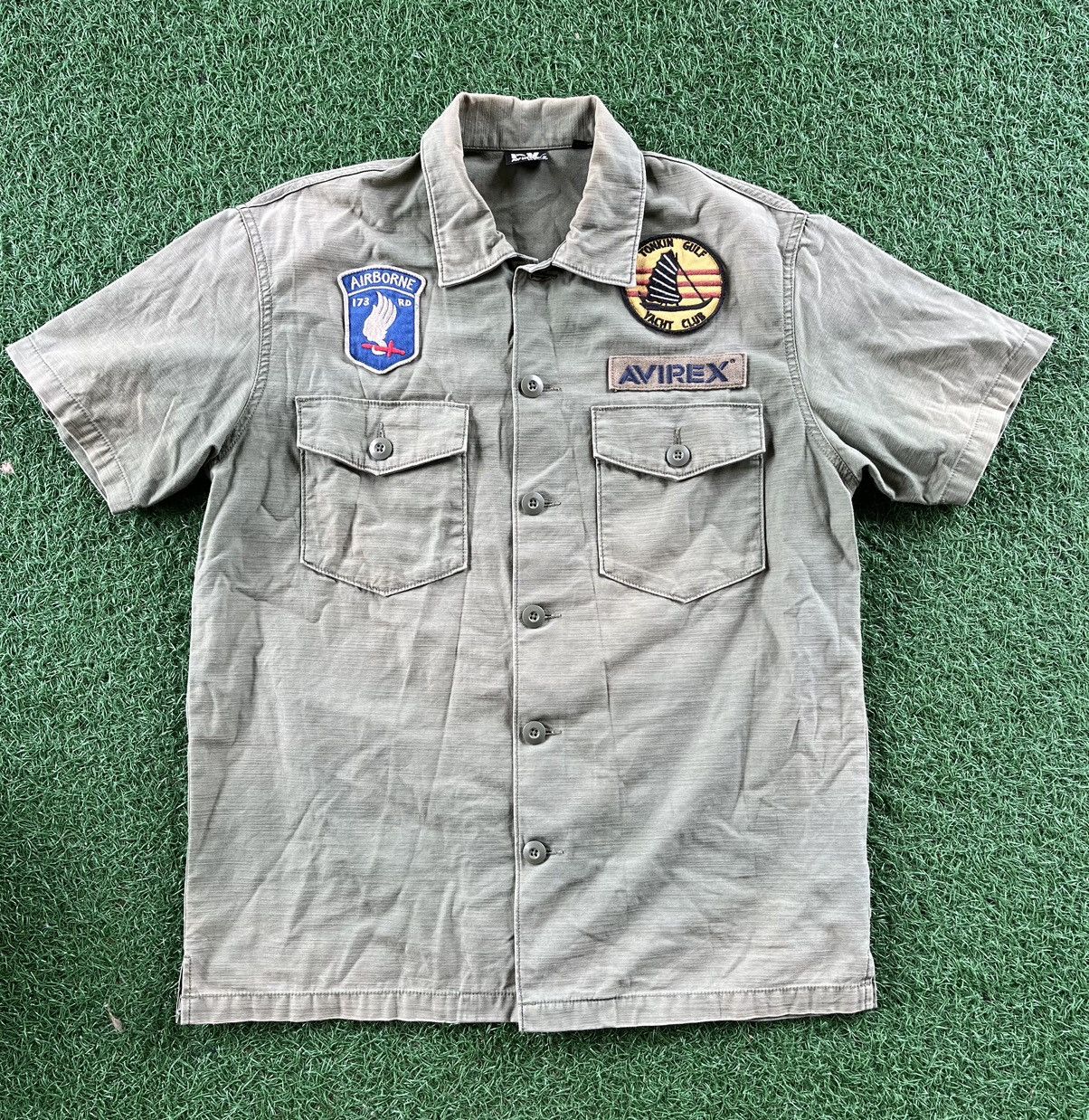 Avirex 🔥Avirex Airborne Spell Out Yacht Club Button Up Tee Size US L / EU 52-54 / 3 - 1 Thumbnail