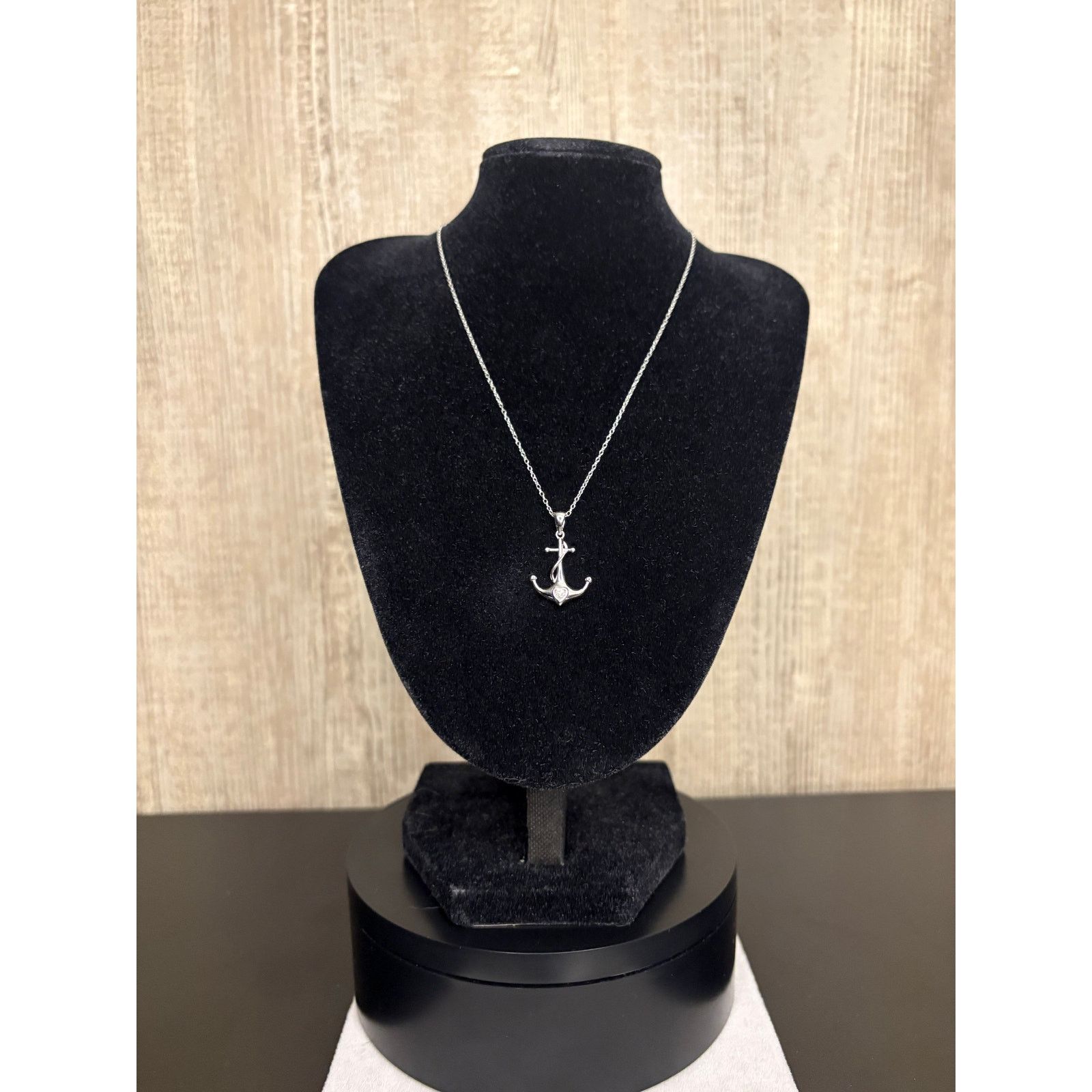 Jewelry Women's .5ct Moissanite 925 Sterling Silver Anchor Necklace Size ONE SIZE - 4 Thumbnail