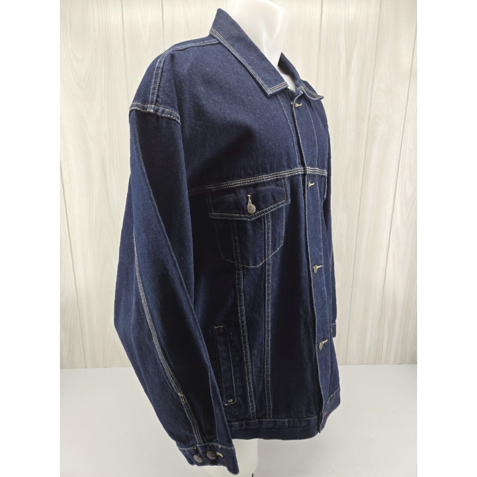 Denime VINTAGE SOHK Denim Jean Jacket Mens 2XL 90s Y2K Blue Embroidered Logo Pocket Casual Jacket Mens Size US 39 - 6 Thumbnail