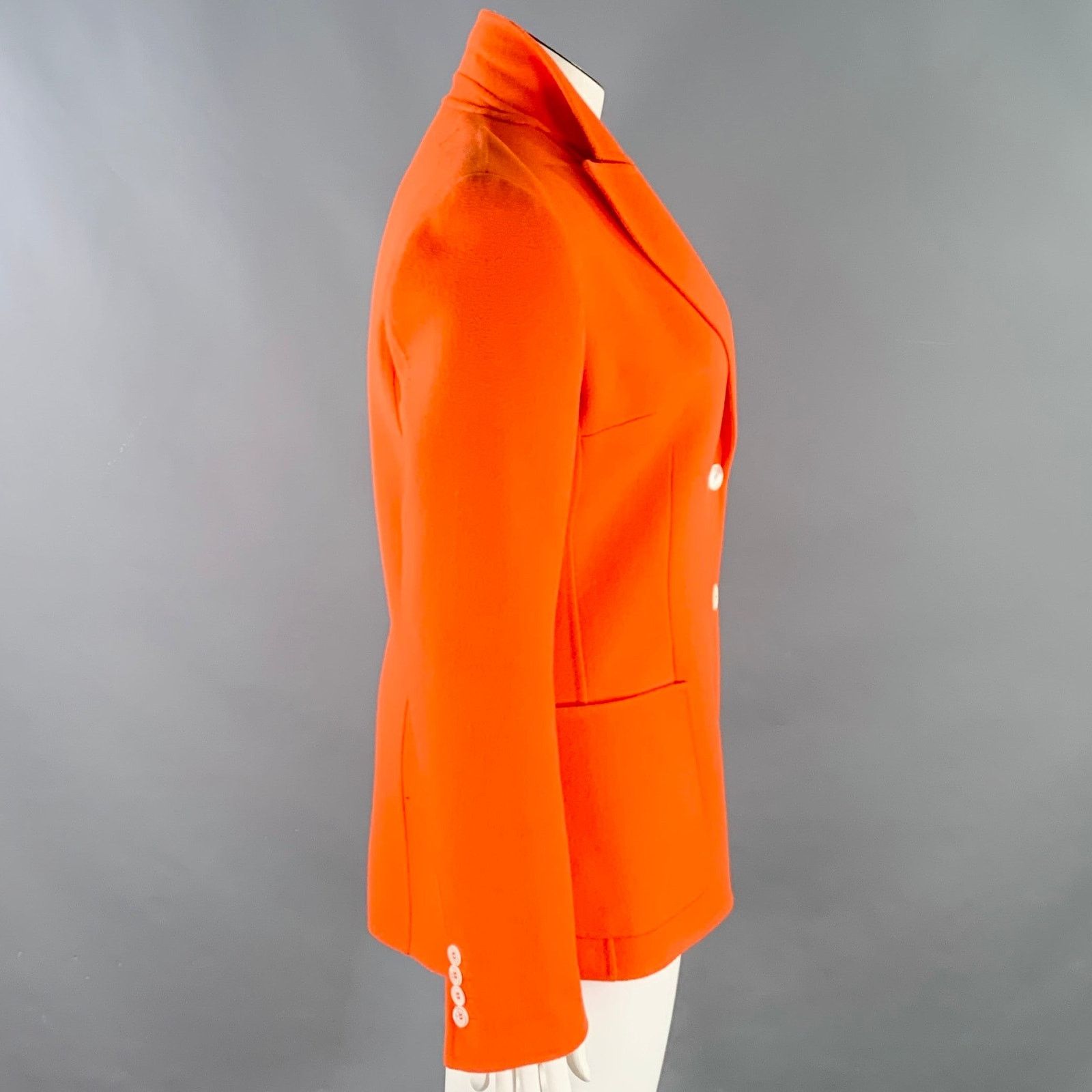 Michael Kors MICHAEL KORS Size 12 Orange Wool Cashmere Peak Lapel Coat Size XL / US 12-14 / IT 48-50 - 2 Thumbnail