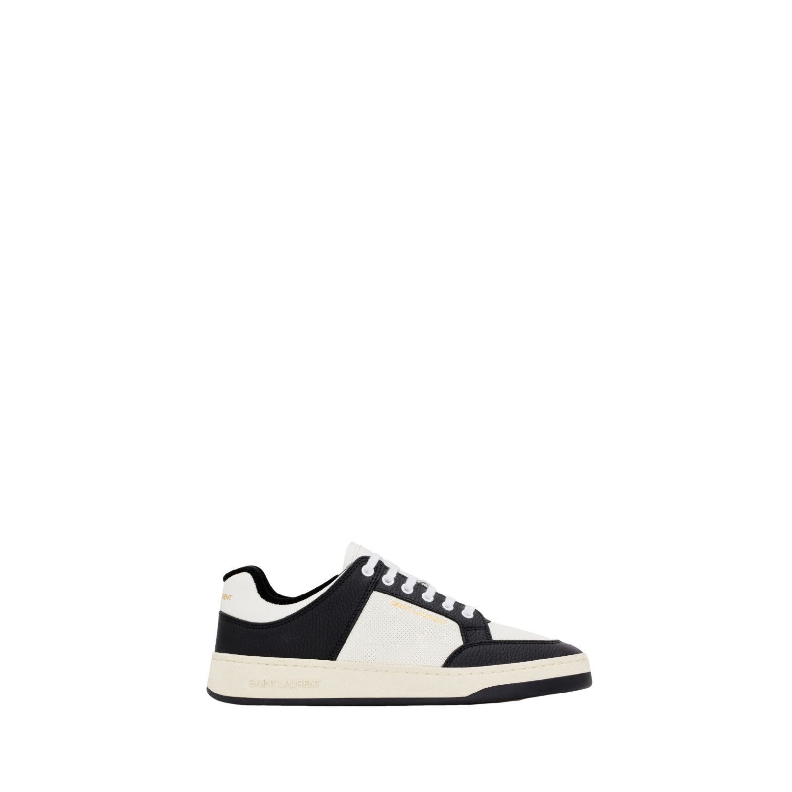 SAINT LAURENT SL/61 $880 White/Black Perforated Leather Snea