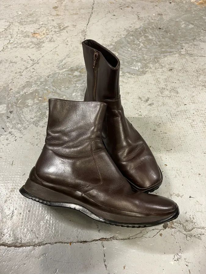 Prada 2000s Prada Dark Brown Leather Ankle Boots Size US 5.5 / EU 38 - 5 Thumbnail