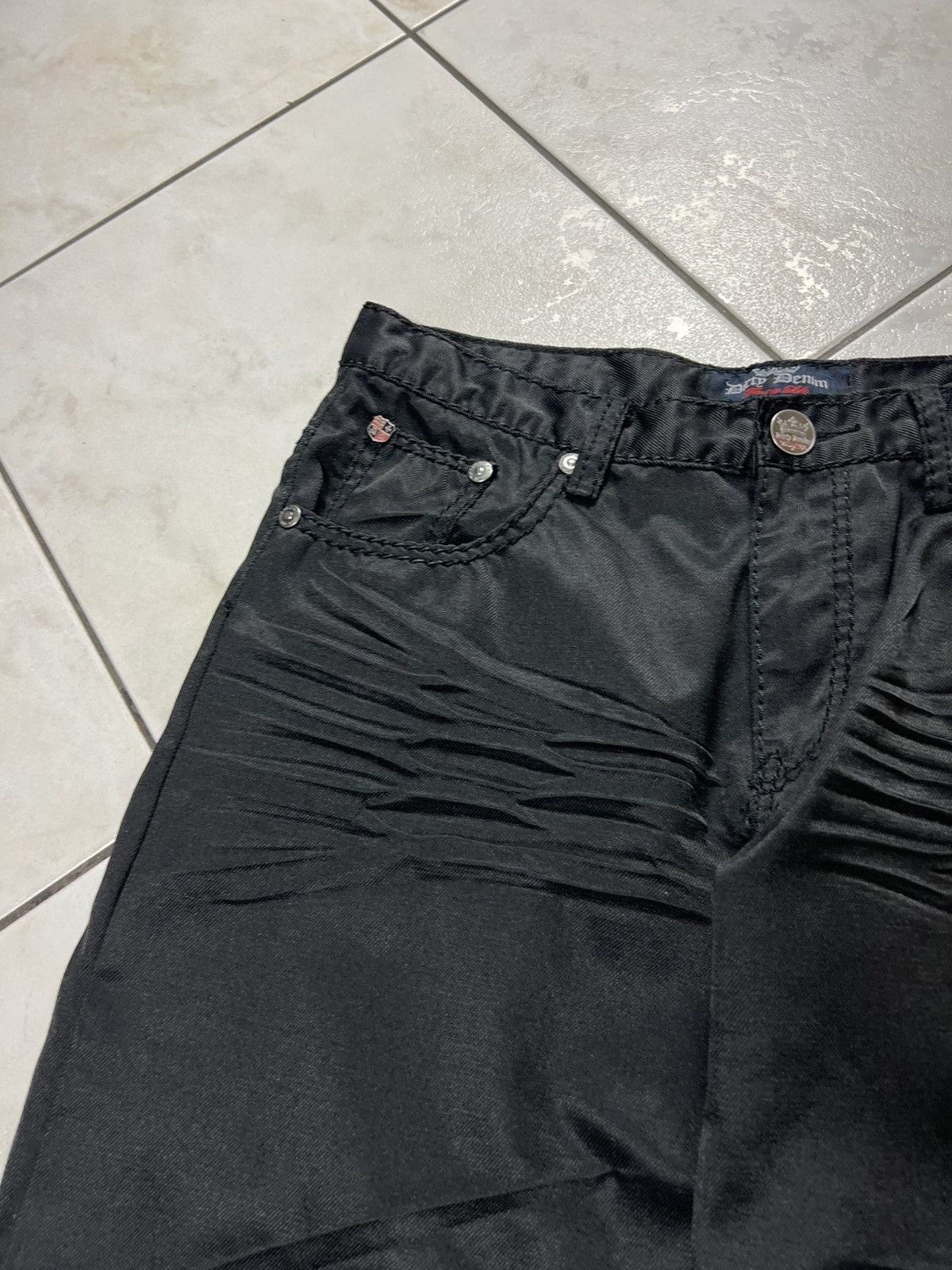True Religion Vintage Dirty Denim y2k creased crumpled pants zip trousers Size US 32 / EU 48 - 7 Thumbnail