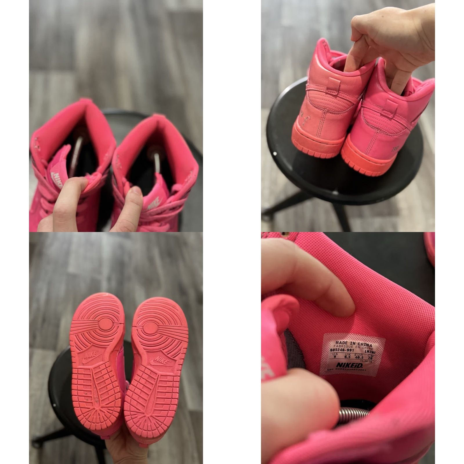 Nike VINTAGE Nike Dunk High Sneakers Pink Leather 1958 90s Womens Size 9 High-Top Leather Dunk High Nike Dunk High Limited Edition Cru Size US 9 / IT 39 - 9 Thumbnail