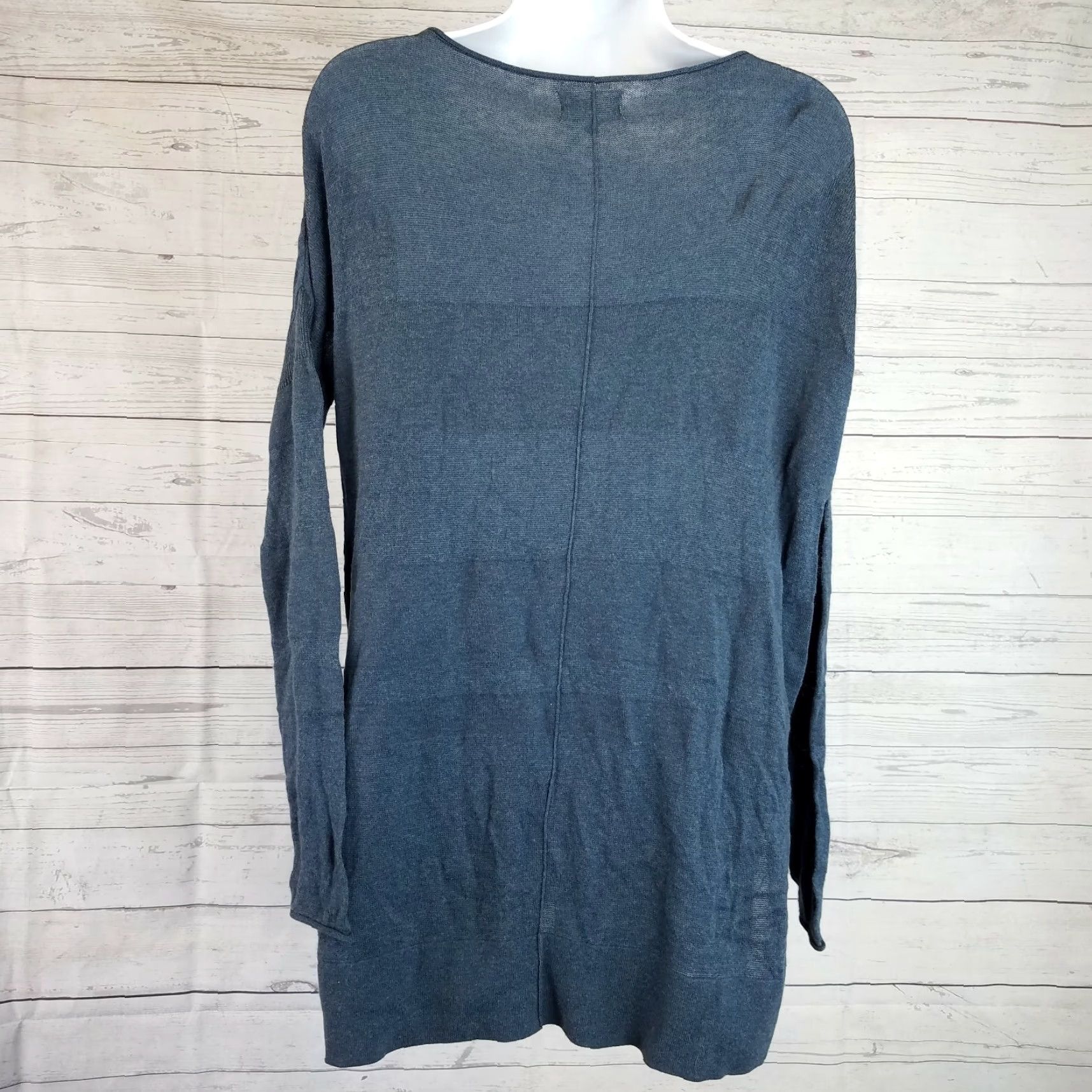 Lou & Grey Lou & Grey Womens Knit Top Sz Med Blue Long Sleeve Round Neck Cotton Blend Blouse Sheer Vintage No Size M / US 6-8 / IT 42-44 - 3 Thumbnail