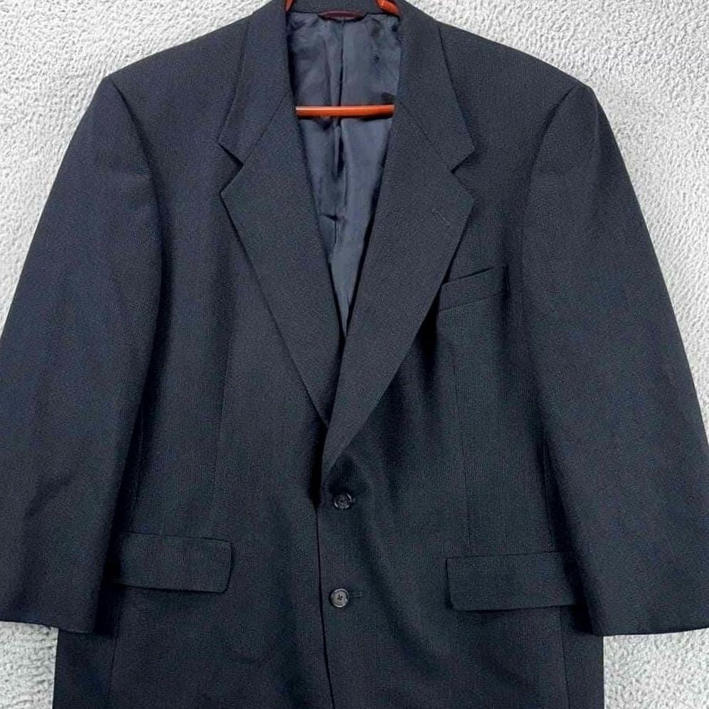 Hart Schaffner Marx Hart Schaffner Marx Wool Blazer Men 43R Navy 2 Button Sport Coat Suit Grey Size 46R - 3 Thumbnail