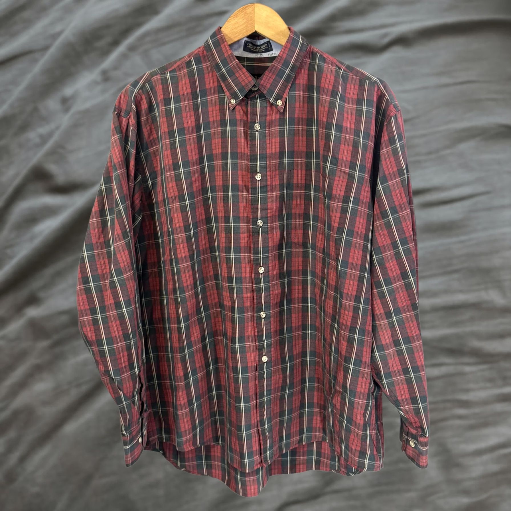 CLOT Patrick James Shirt Mens XL Plaid Chatham Cloth Button Down Long Sleeve Casual Red Black Cotton Polyester Button-Up Shirt Size US XL / EU 56 / 4 - 1 Thumbnail