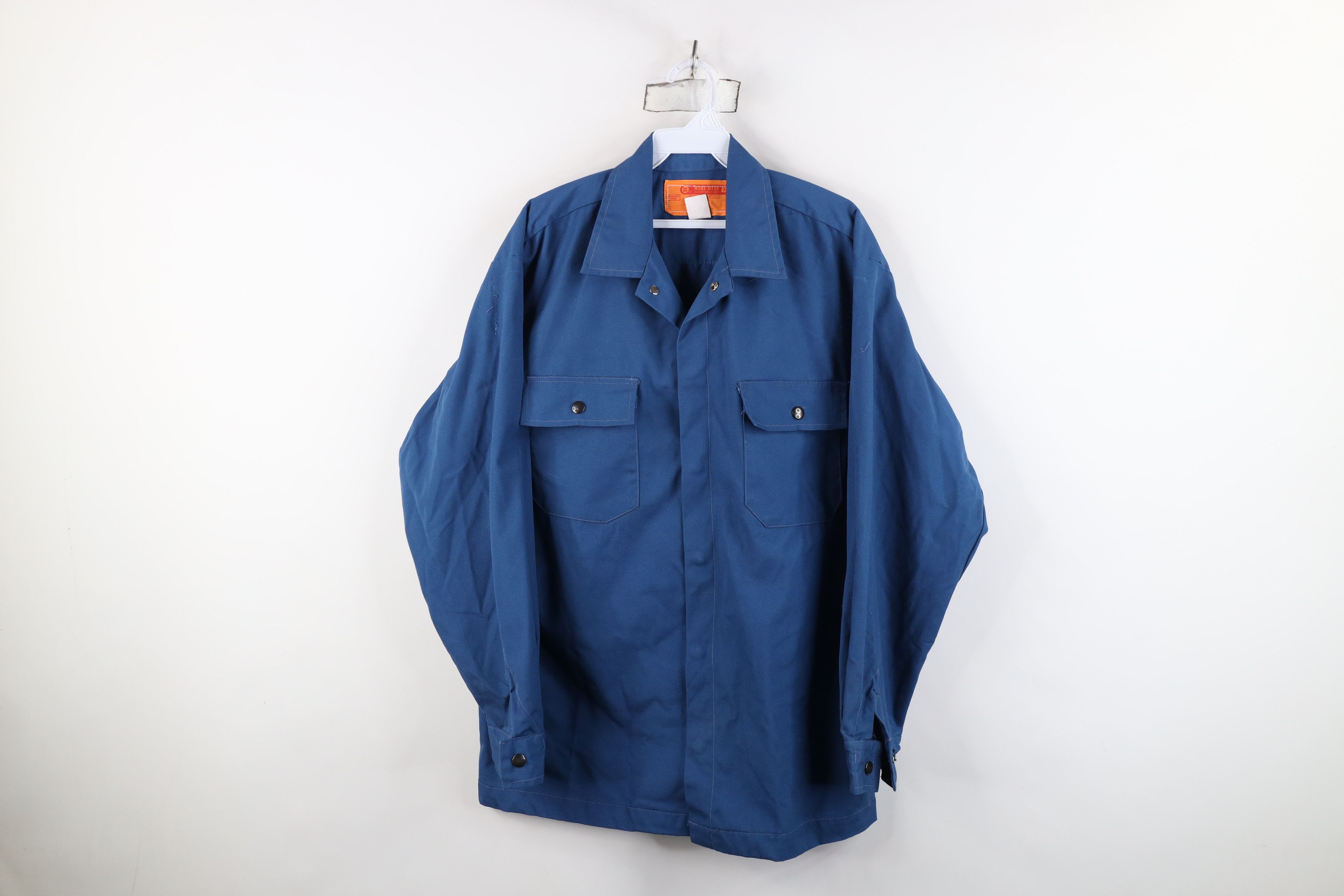 Vintage Vintage 70s Workwear Mechanic Button Shirt Jacket Blue USA Size US M / EU 48-50 / 2 - 1 Thumbnail