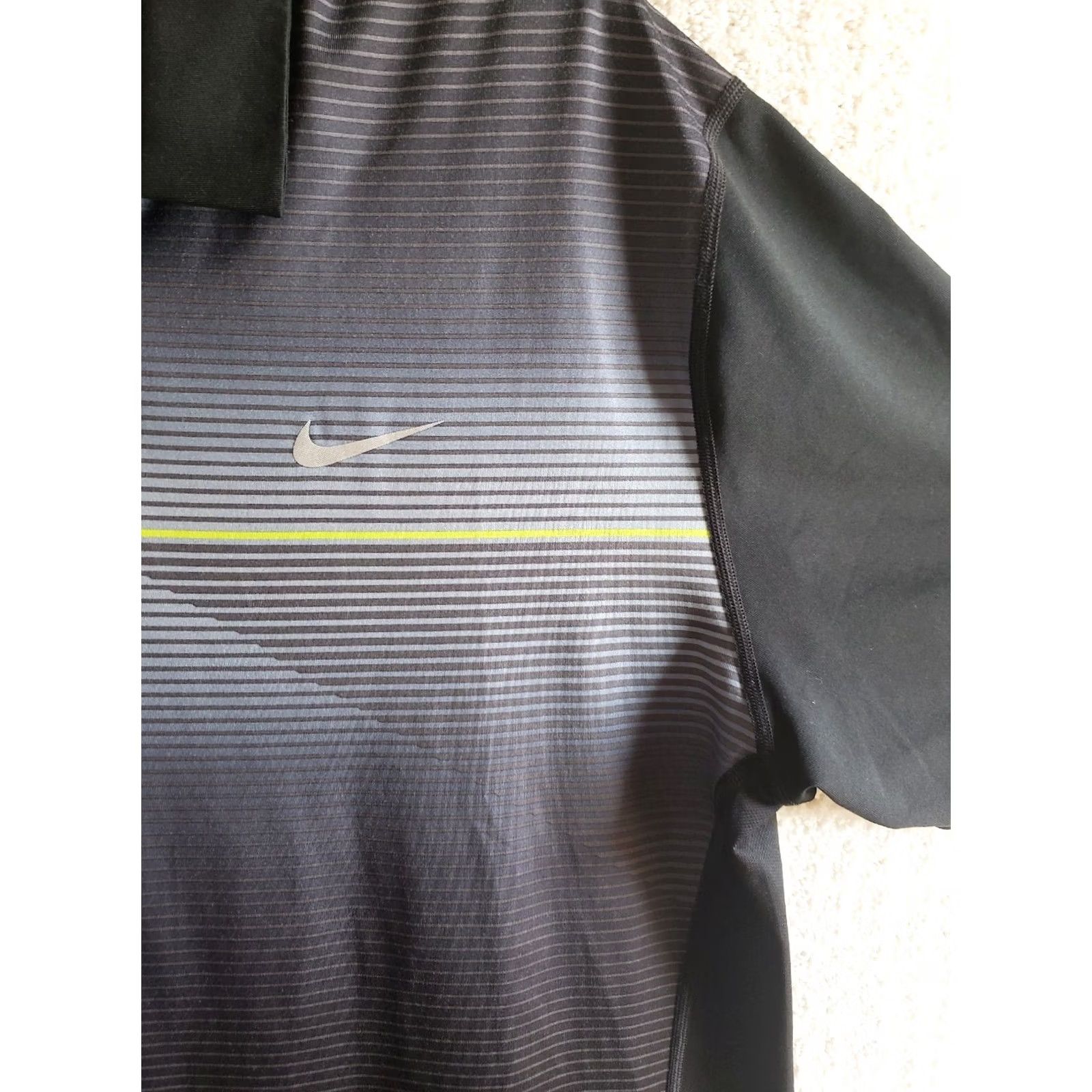 Nike Nike Tiger Woods Collection Polo Men M Black/Gray/Green Striped Fade Pattern Shirt Size US M / EU 48-50 / 2 - 5 Thumbnail