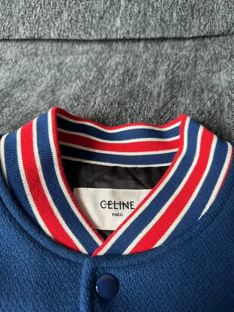 Celine Celine Wool Baseball Jacket with Leather Sleeves Size US M / EU 48-50 / 2 - 3 Thumbnail