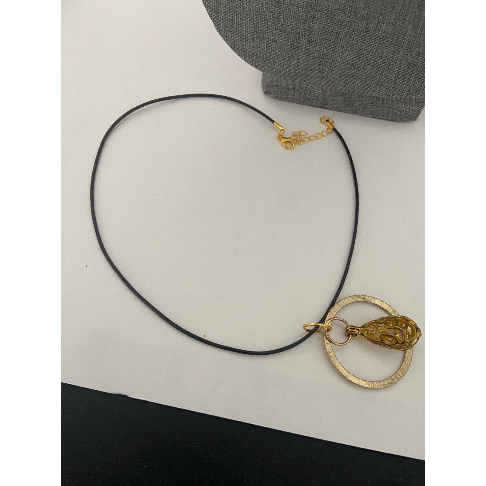 Handmade Upcycled hoop and cage pendant necklace gold tone Size ONE SIZE - 3 Thumbnail