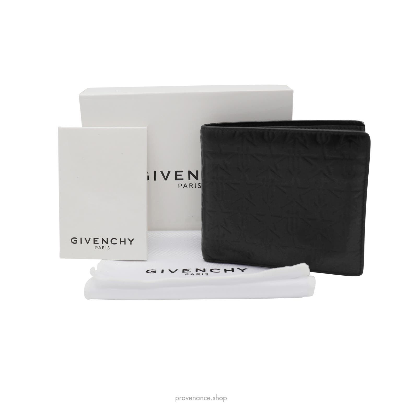 image of Givenchy Stars Embossed Wallet - Black Leather, Men's