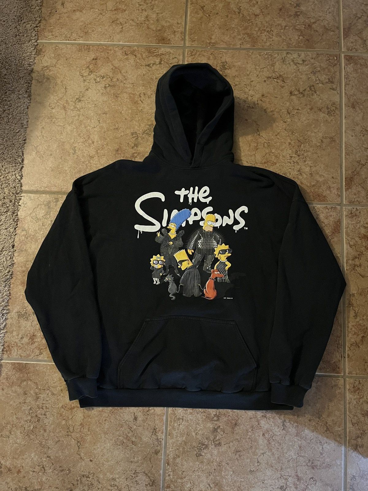 image of Balenciaga The Simpsons Hoodie in Black, Men's (Size Small)