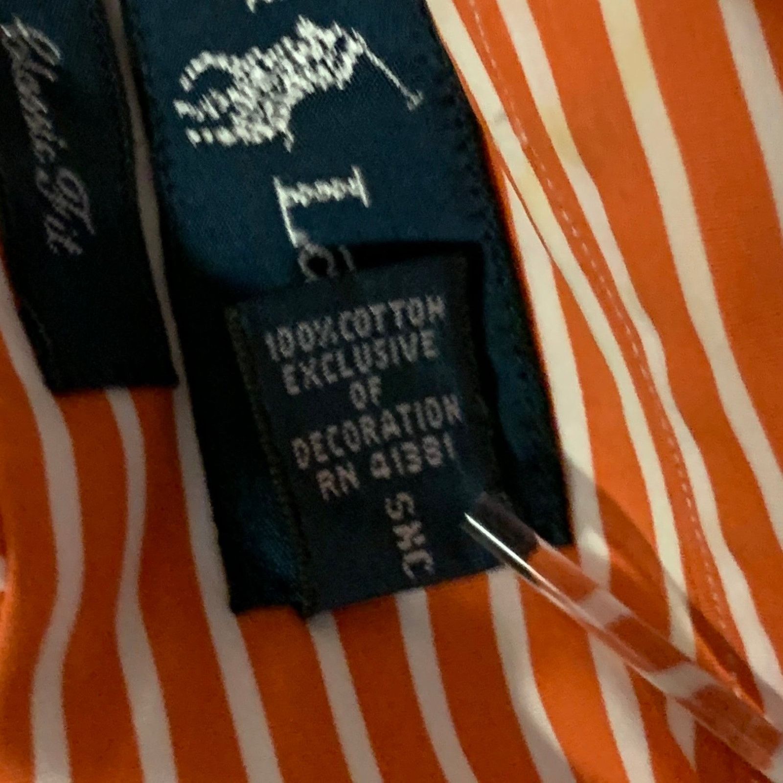 Ralph Lauren XL Orange White Stripe Cotton Button Down LS Shirt Size US XL / EU 56 / 4 - 6 Thumbnail