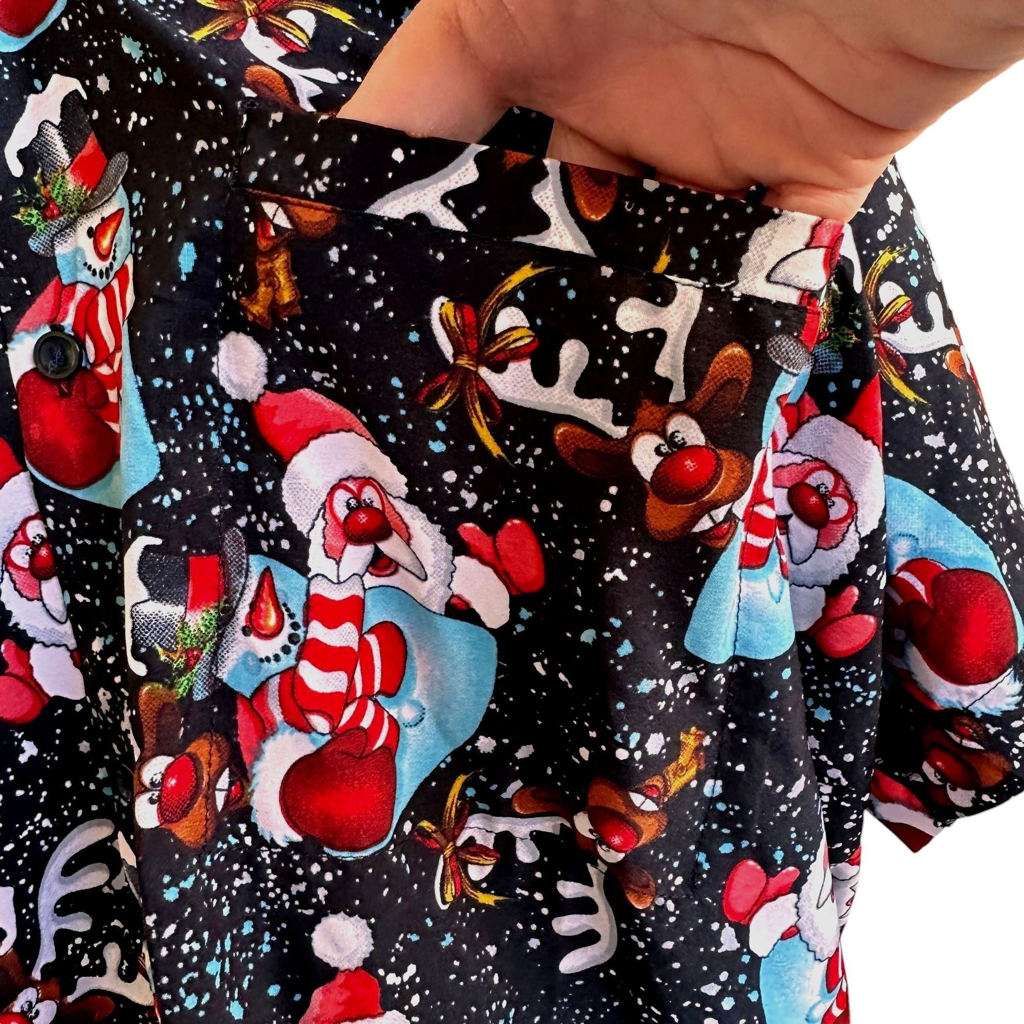 Vintage VTG King Kameha Santa Hawaiian Shirt Large Navy Size US L / EU 52-54 / 3 - 2 Thumbnail