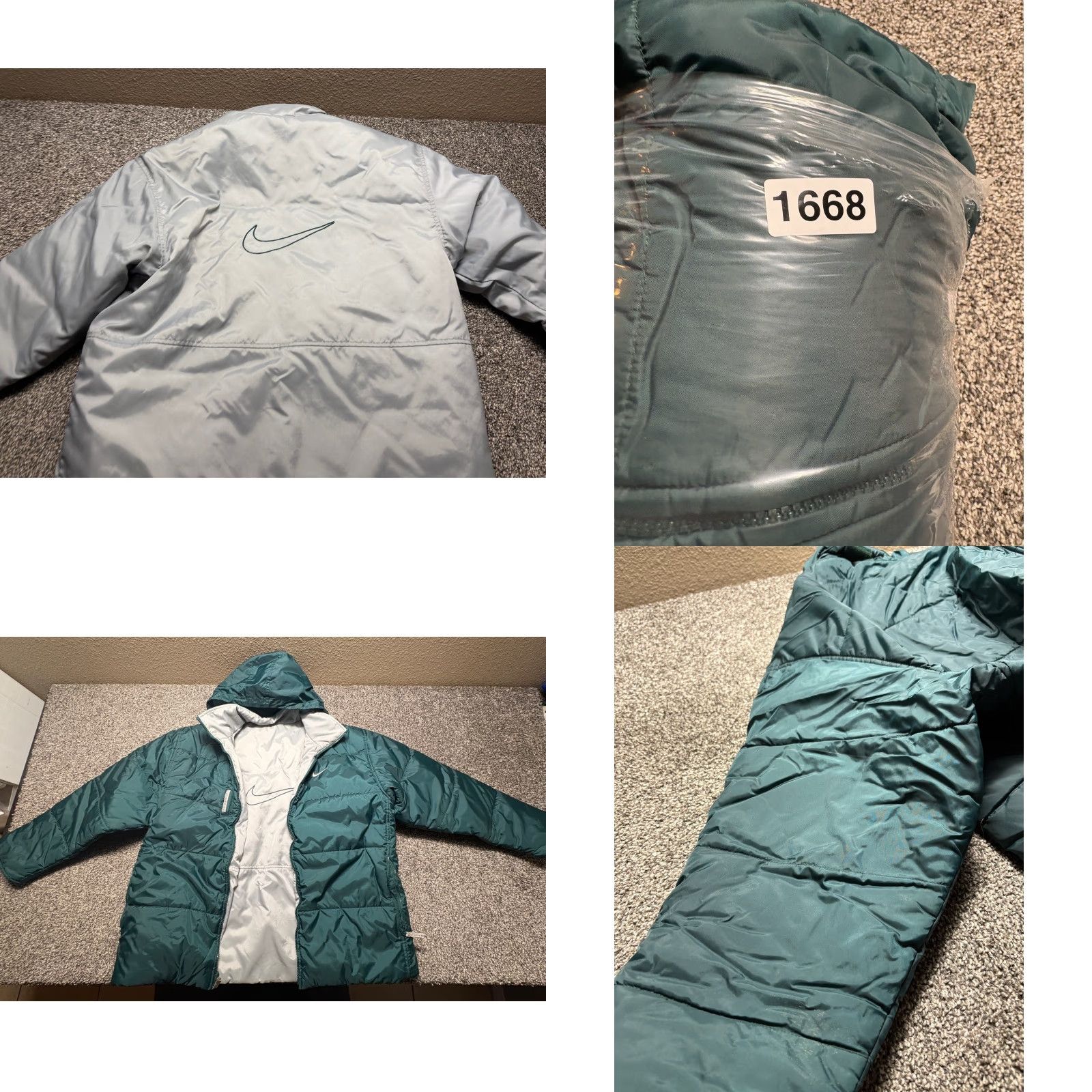 Nike VINTAGE Nike Reversible Puffer Coat Jacket Mens M Green Gray 90s Big Swoosh Size US M / EU 48-50 / 2 - 9 Thumbnail