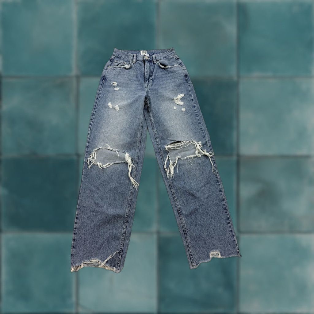 Bdg VINTAGE BDG Womens Jeans High-Rise Baggy Distressed Raw Hem Urban Outfitters 26 Blue Size 26" / US 2 / IT 38 - 1 Thumbnail