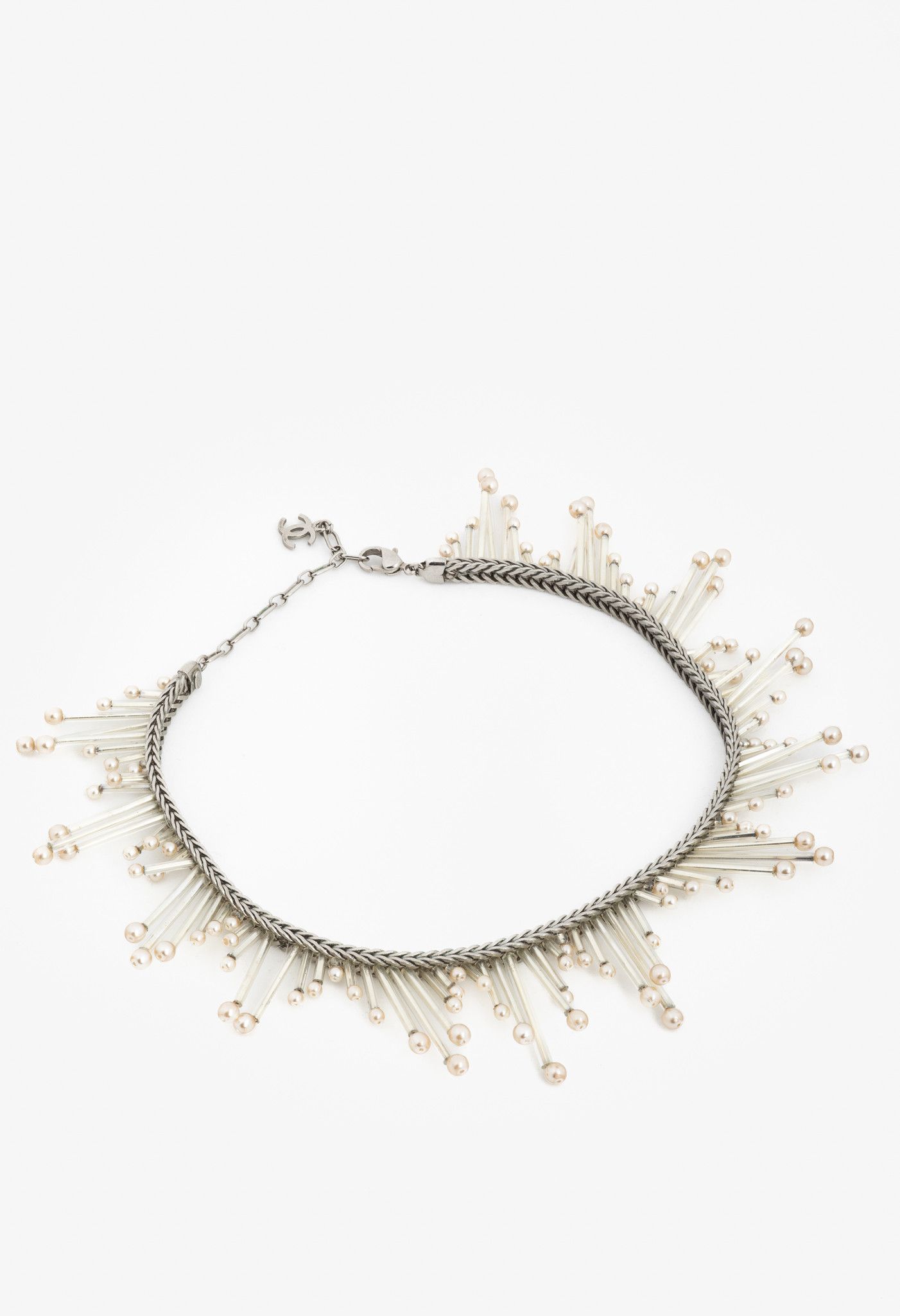 Chanel Chanel 98P Faux-Pearl-Embellished Chain Choker Necklace Size ONE SIZE - 1 Thumbnail