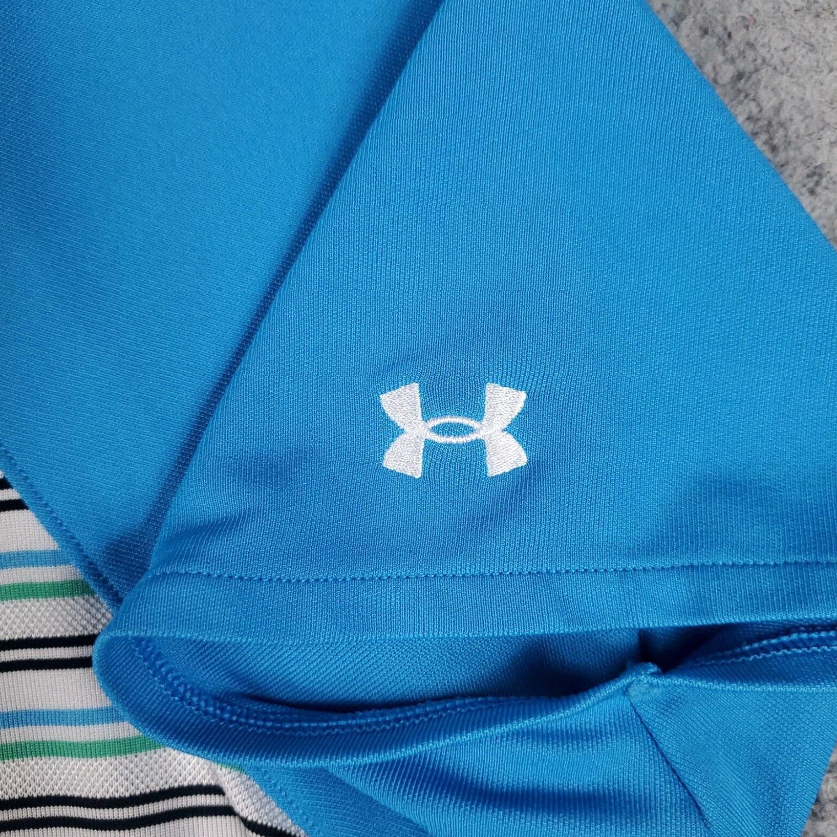 Under Armour VINTAGE Under Armour Polo Shirt Womens M Blue Striped Golf Ladies Short Sleeve Size M / US 6-8 / IT 42-44 - 3 Thumbnail