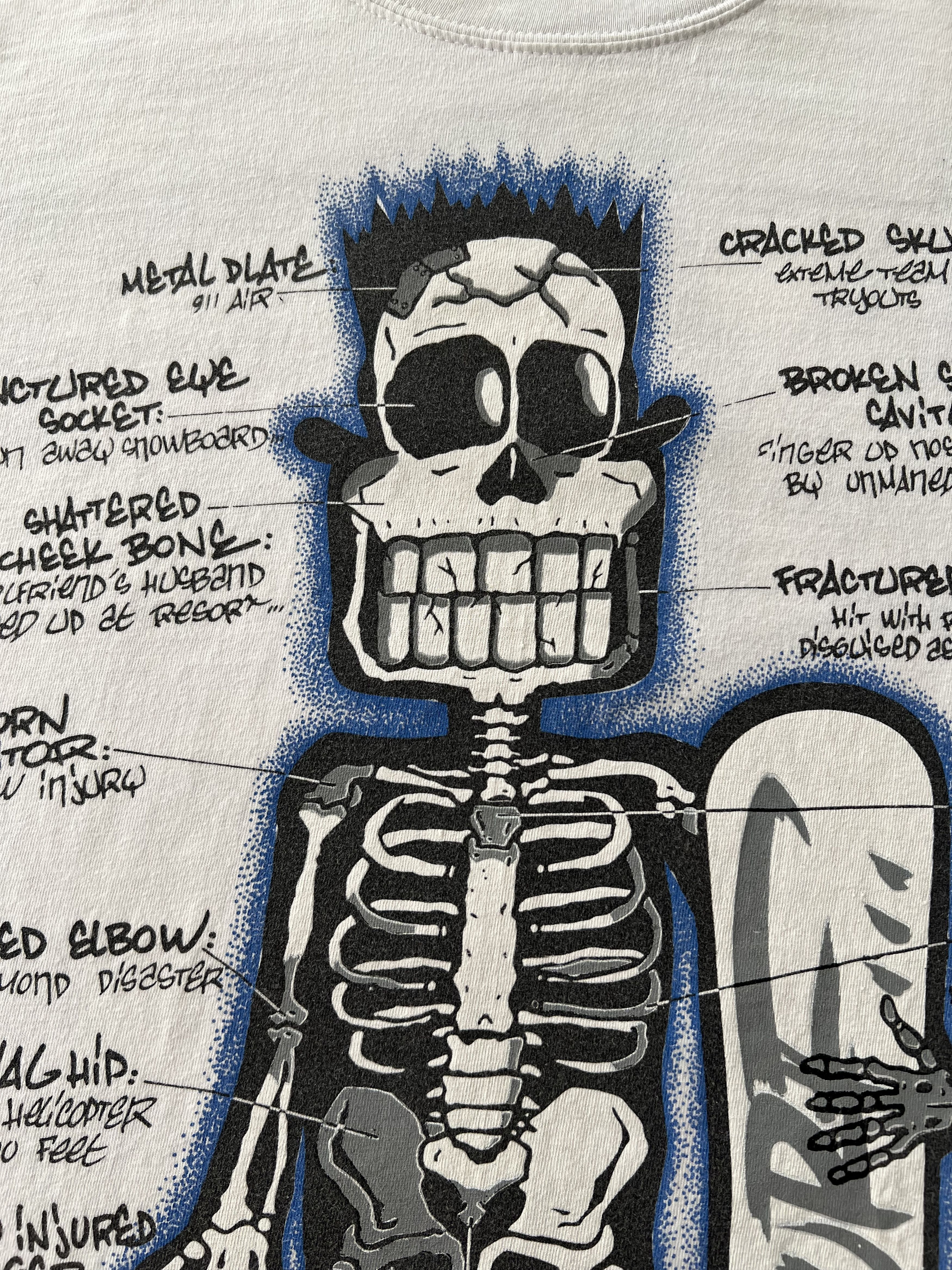 Vintage Vintage Spirit Skateboards Skeleton Skull White T-shirt Size US S / EU 44-46 / 1 - 4 Thumbnail
