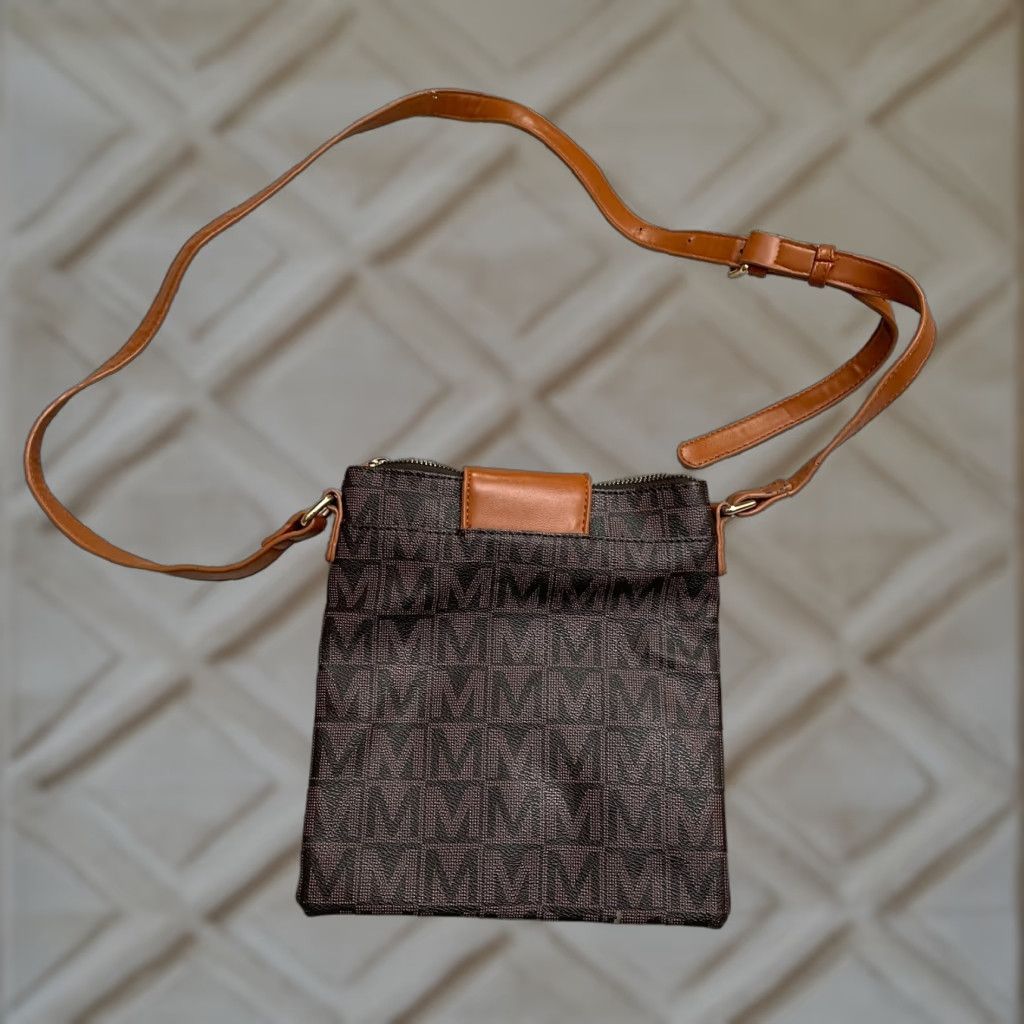 Vintage MKF Collection Wrigley M Signature Womens Crossbody Sling Bag Brown Leather Small Size ONE SIZE - 1 Thumbnail
