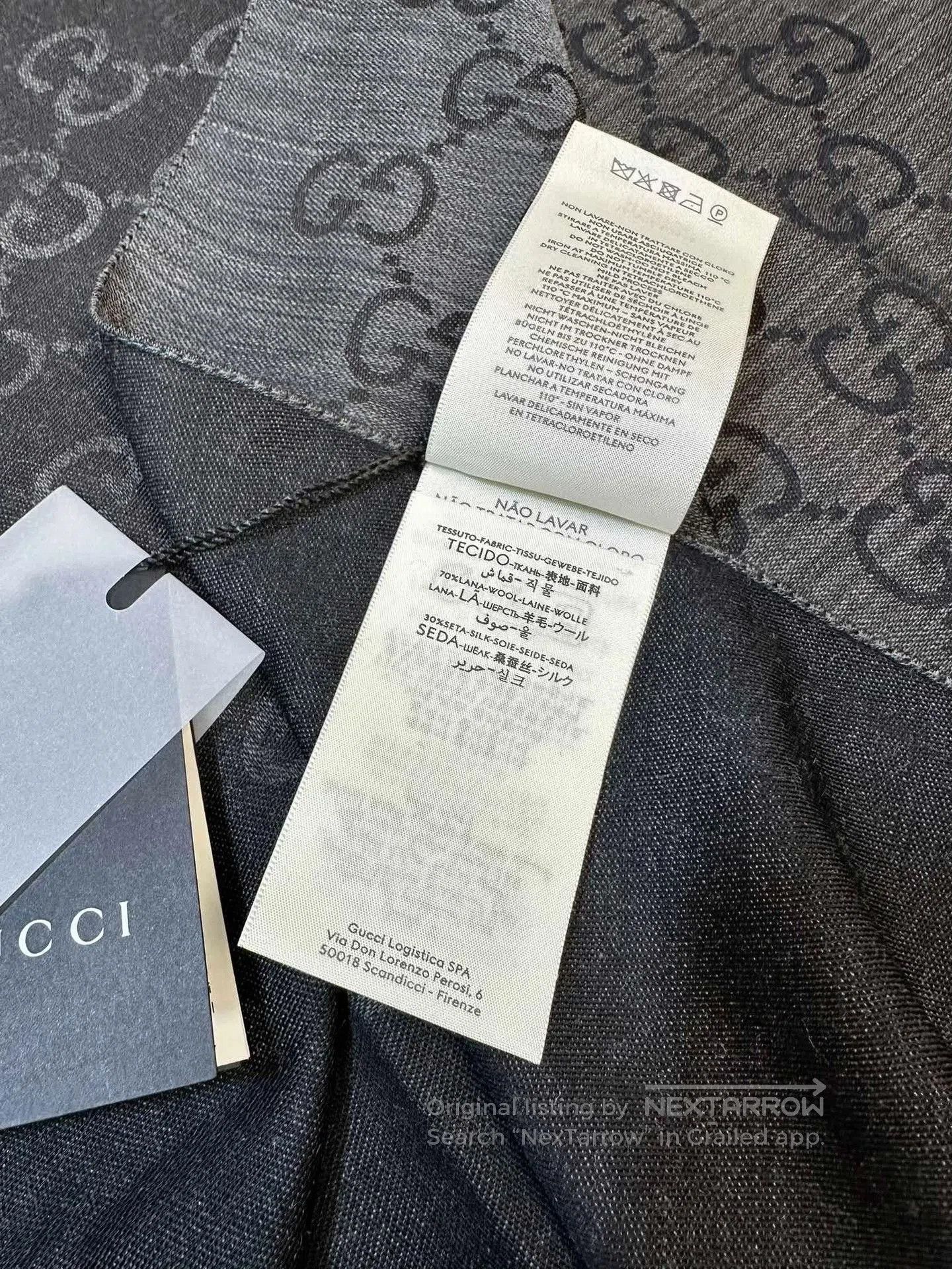Gucci Gucci Dark Gray Logo Fringe Scarf. Size ONE SIZE - 2 Thumbnail