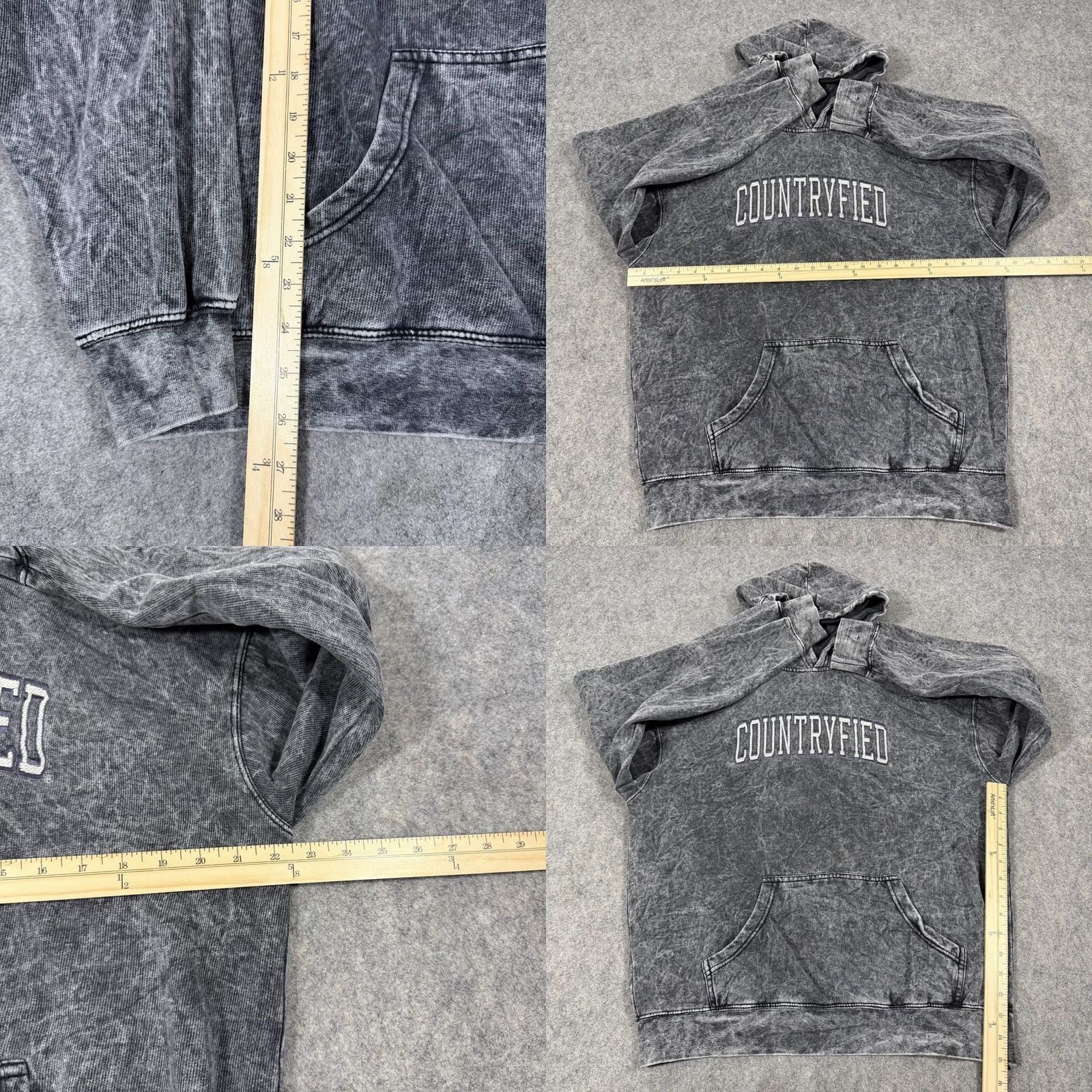 Vintage US VINTAGE Hoodie Mens Large Gray Acid Washed Embroidered Long Sleeve Pullover Hooded Shirt 90s Retro Logo Size US L / EU 52-54 / 3 - 8 Thumbnail