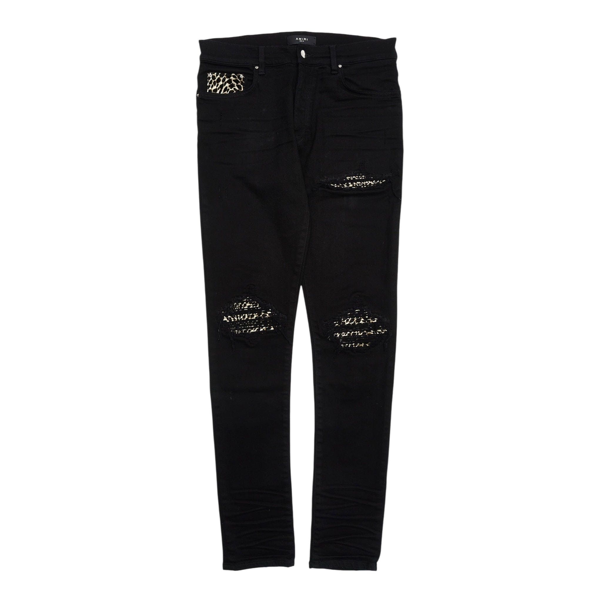 Amiri MX1 Bandana Patch Jeans Leopard Black Multi