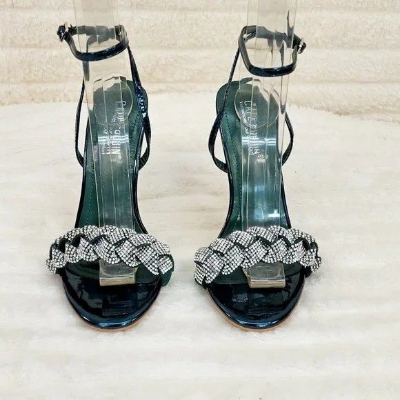 Other Eva Teal Metallic Braided Rhinestone Stiletto Heel Wrap Stra Size US 9 / IT 39 - 3 Thumbnail