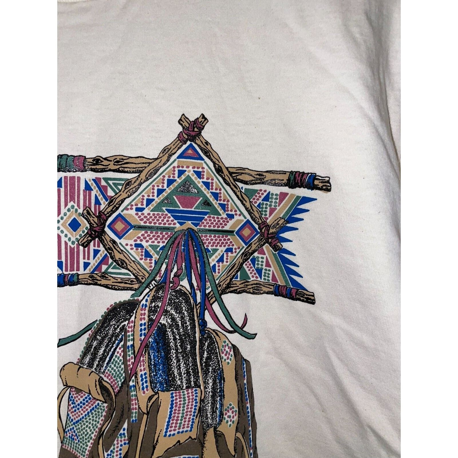 Jerzees 90s CO Colorado Native American Mocassin Shoes Art Shirt L Size US L / EU 52-54 / 3 - 6 Thumbnail