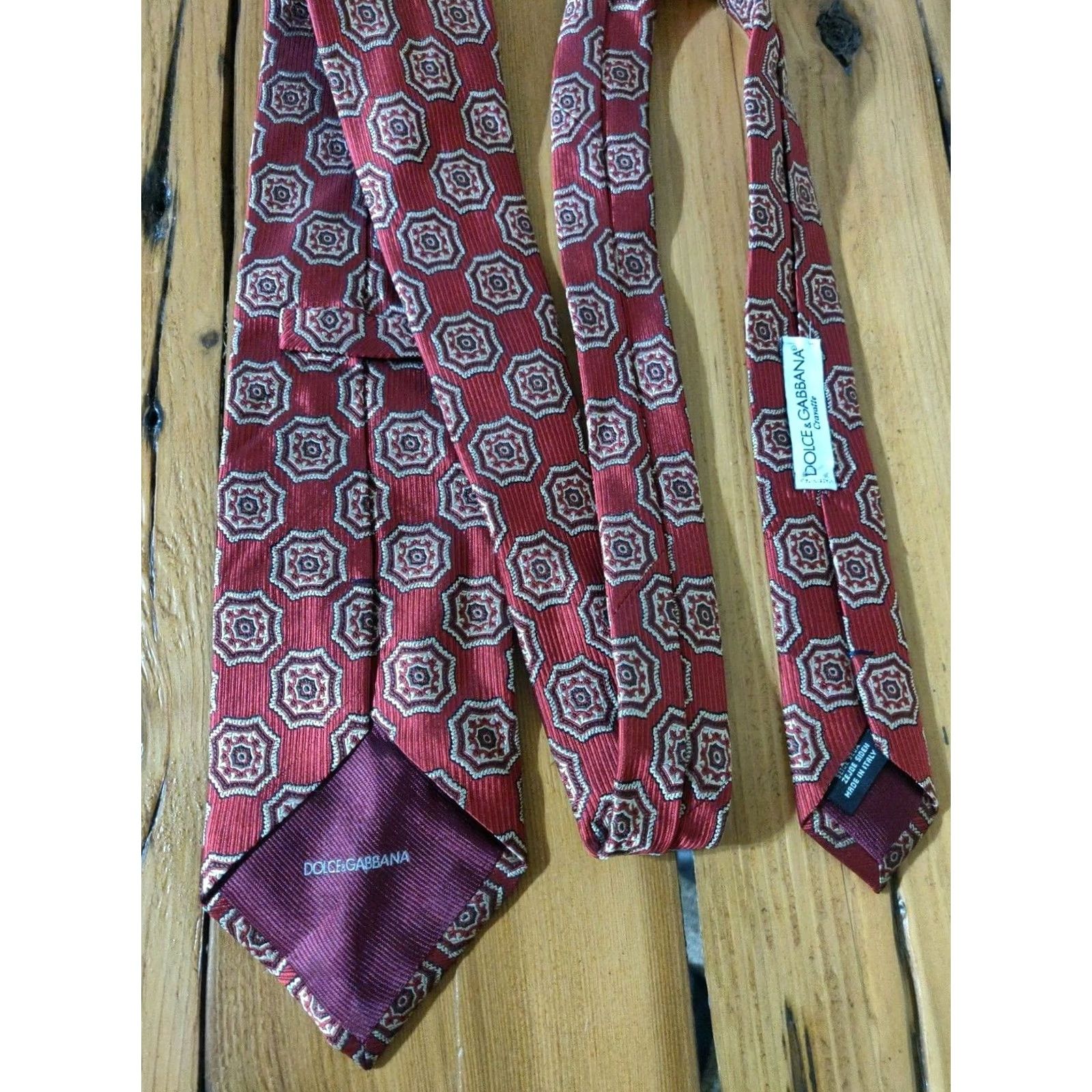 Dolce & Gabbana Dolce & Gabbana Neck Tie 100% Silk Red Geometric Designer Made in Italy Men's Size ONE SIZE - 2 Thumbnail