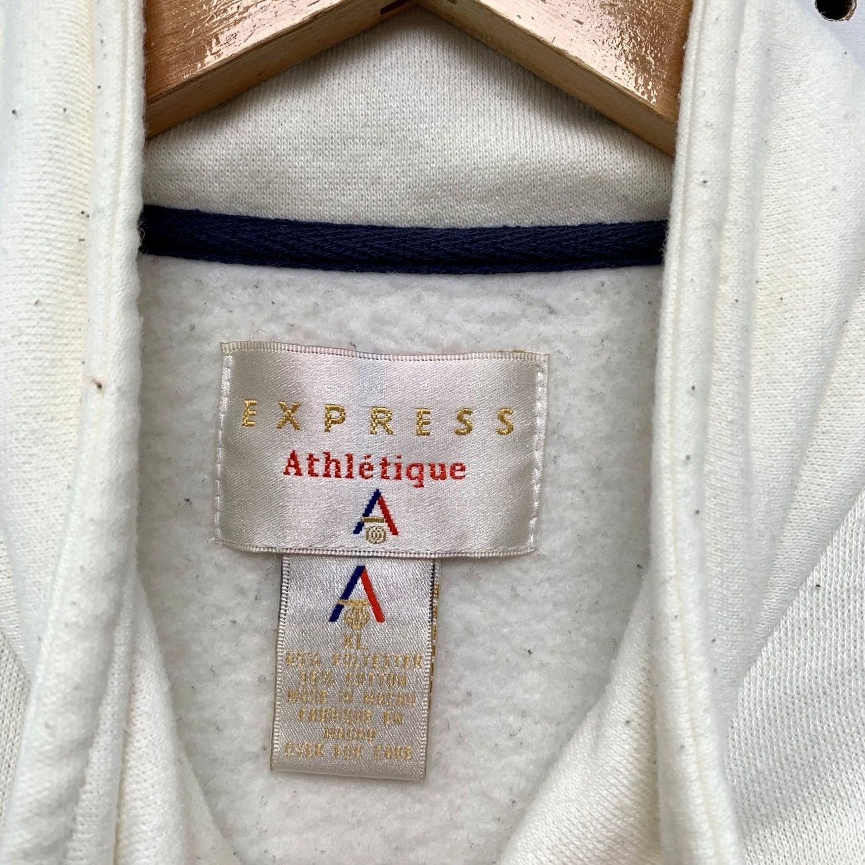Express VINTAGE Express Sweatshirt Mens XL White Oversized 1/4 Zip Fleece Embroidered Size US XL / EU 56 / 4 - 5 Thumbnail