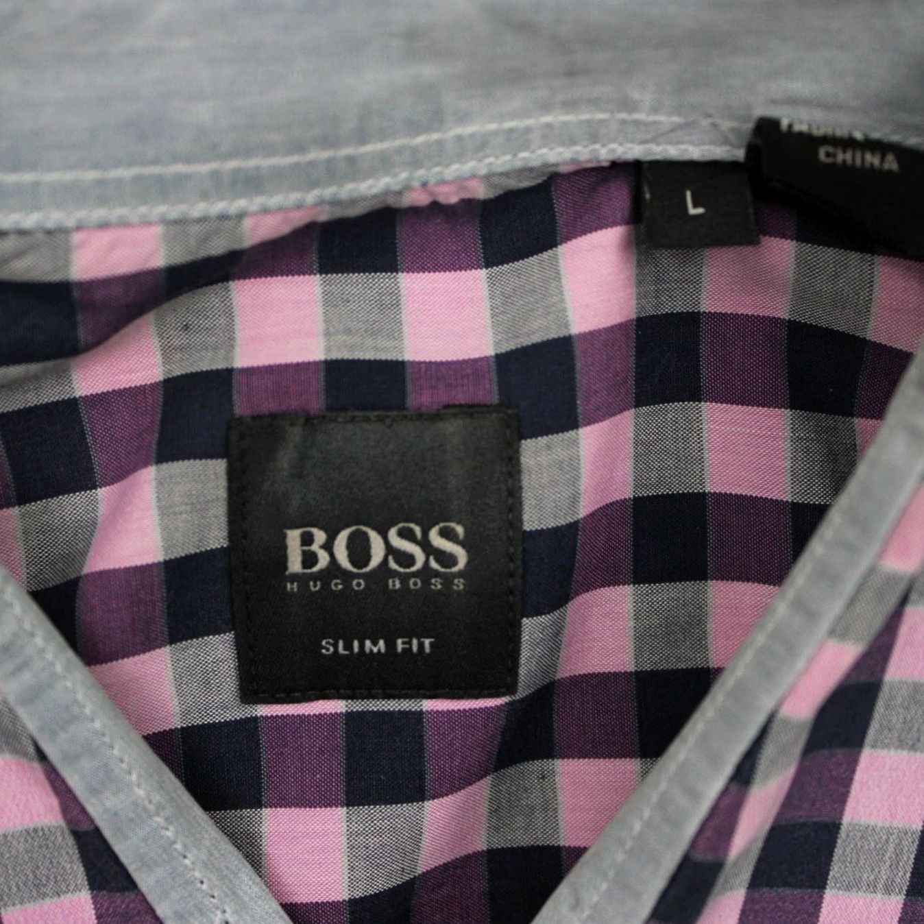 Hugo Boss HUGO BOSS Button-Up Shirt Mens L Pink/Purple/Black 100% Cotton L/S Check Casual Business 100% Cotton L/S Button Up Size US L / EU 52-54 / 3 - 5 Thumbnail
