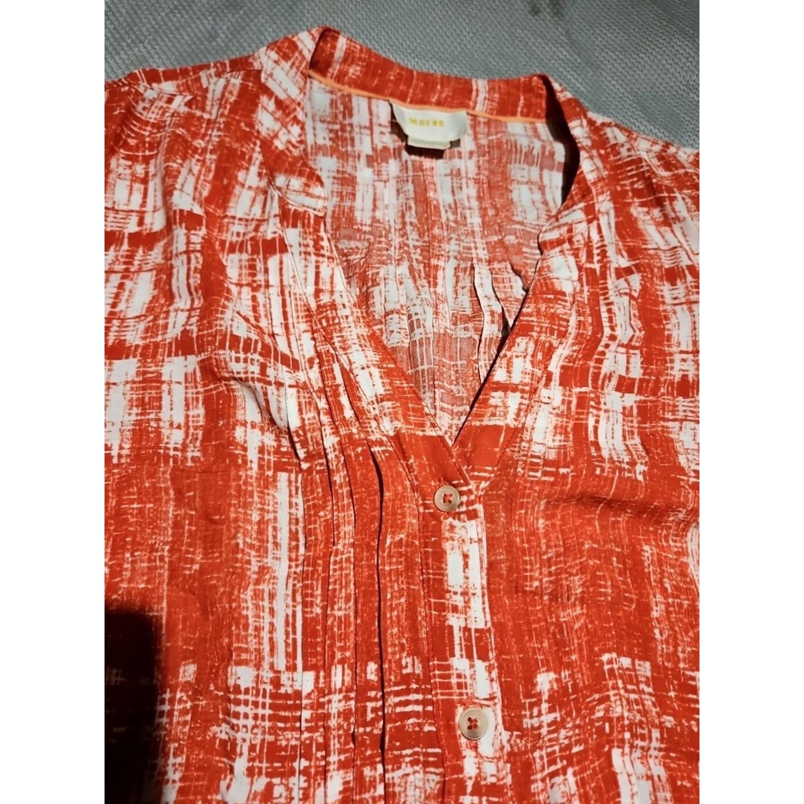 Anthropologie MAEVE ANTHROPOLOGIE Shirt Womens Size 12 Orange Calia Button Tunic Roll Tab Top Vintage No Size XL / US 12-14 / IT 48-50 - 5 Thumbnail