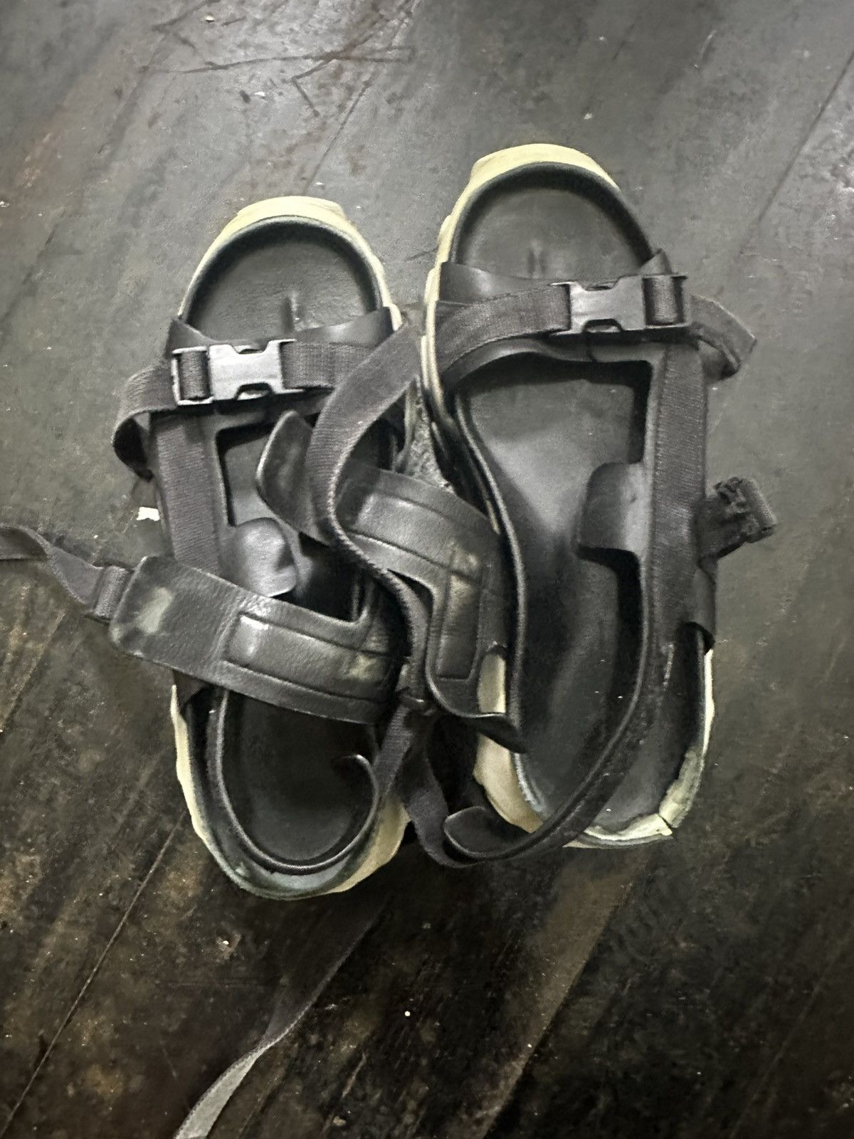Rick Owens Rick Owens Black/ Grey Leather Chunky Tractor Sandals Size US 8 / EU 41 - 4 Thumbnail